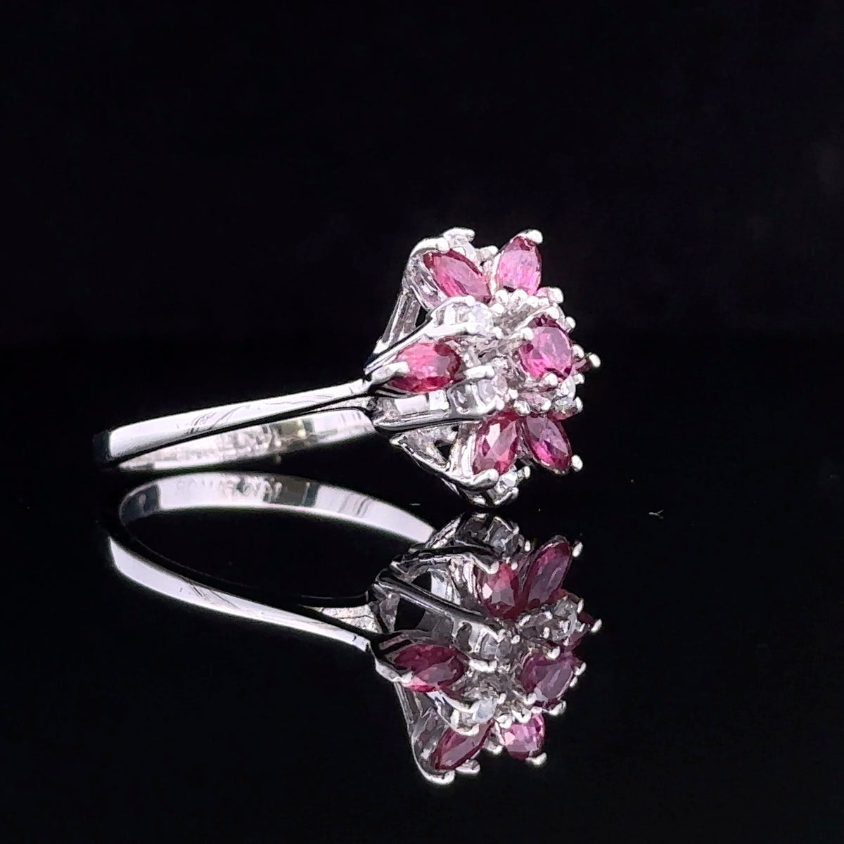 Kelly White 14K Artisan Ring with Marquise Ruby and Diamond