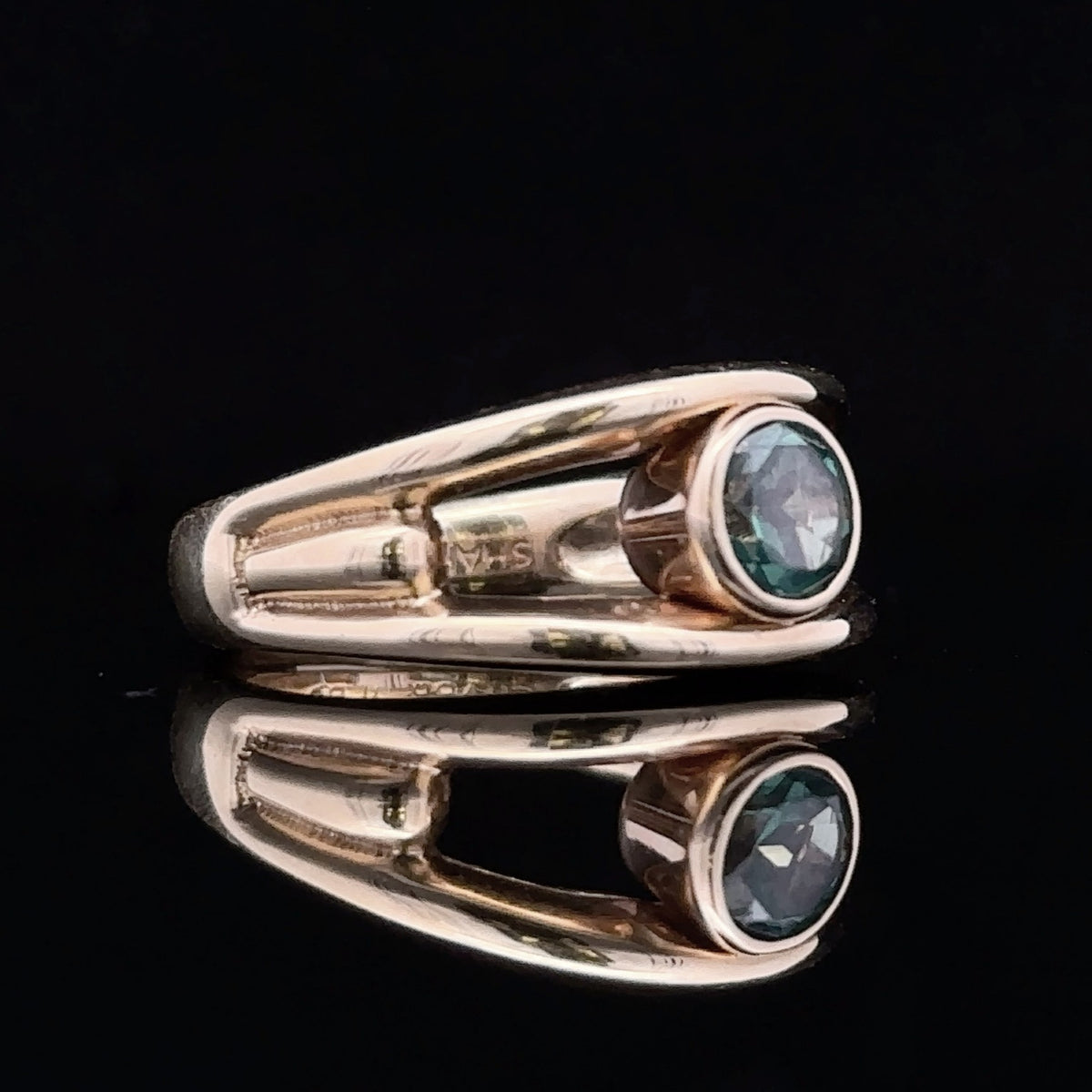 Kehlani Yellow 14K Gold Contemporary Ring with Bluish Green Topaz