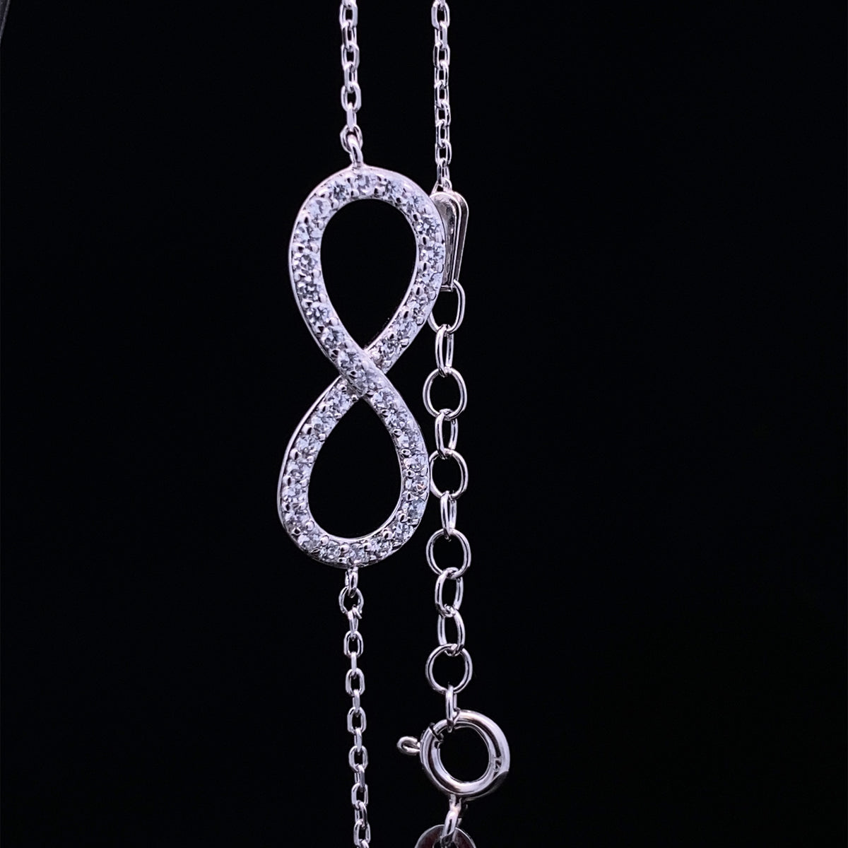 Infinity Bracelet in Silver with CZs