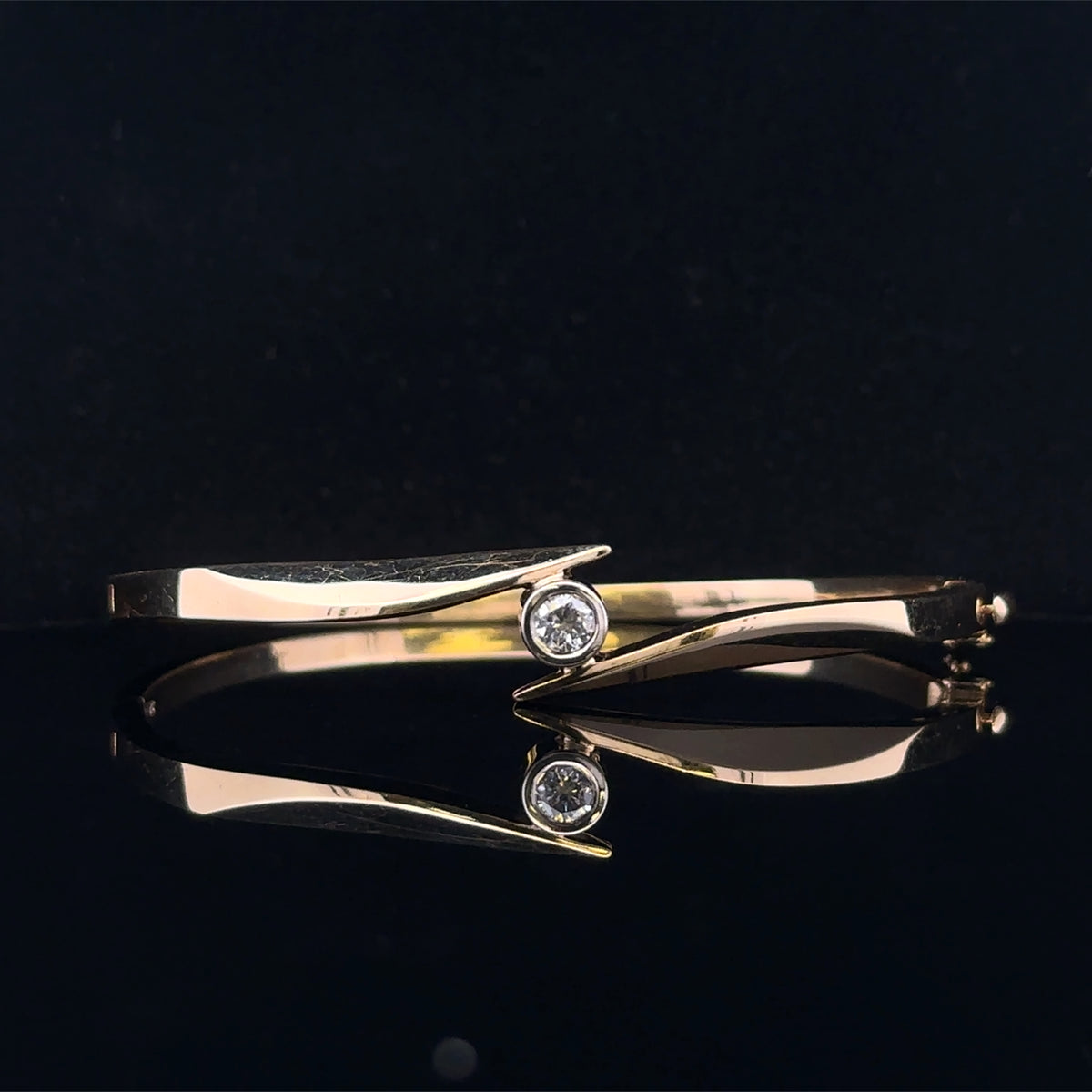 Adeline 14K Yellow Gold .23 CT Diamond Bangle Bracelet