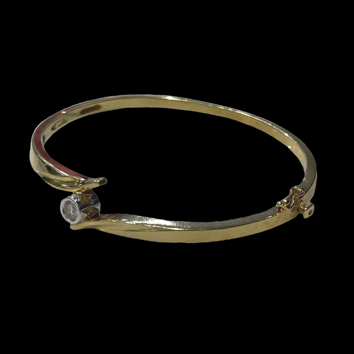 Chris 14K Two-Tone Bezel Set .33 Ct Bypass Bangle