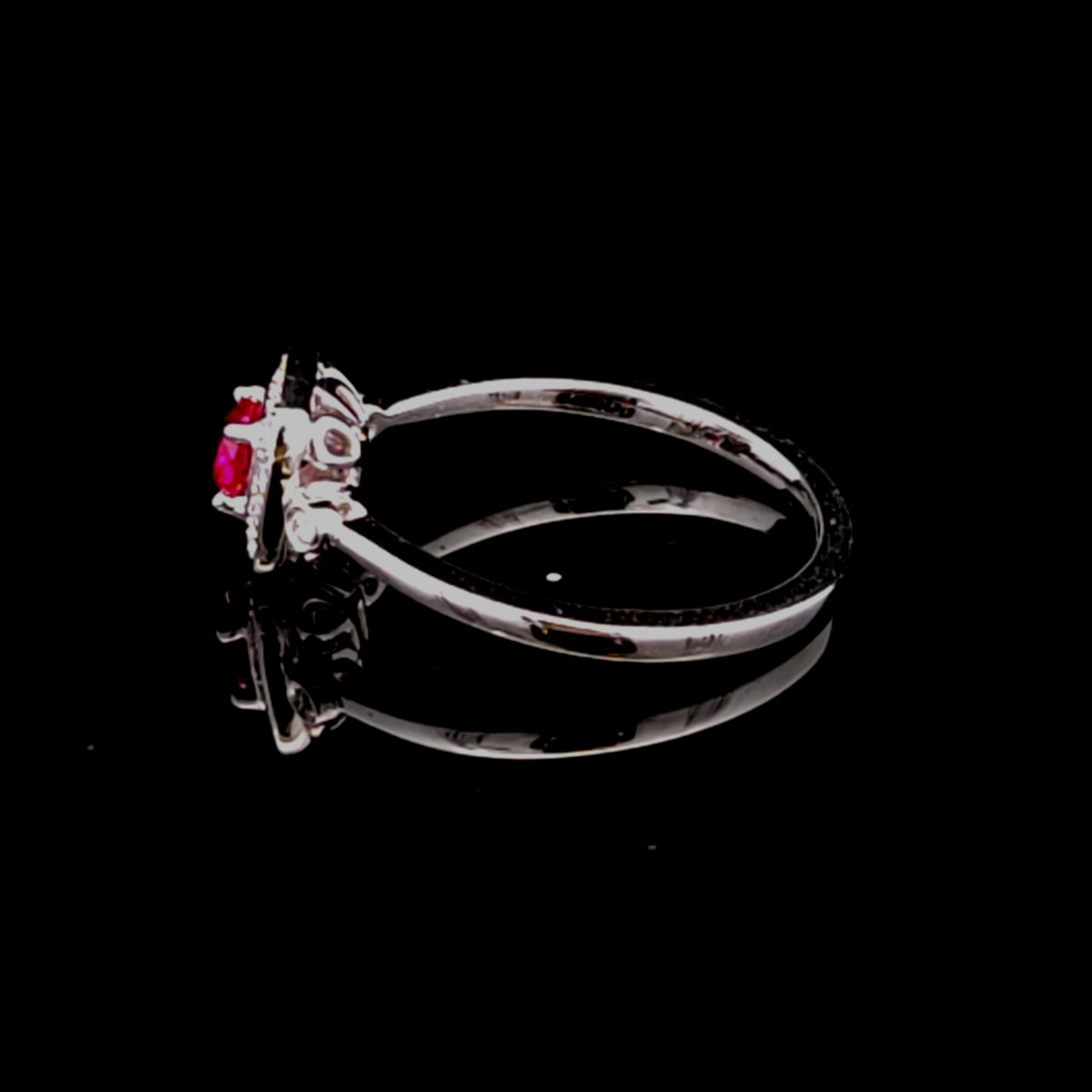 Willow 14K White Gold Ring with Ruby & Diamond Accents