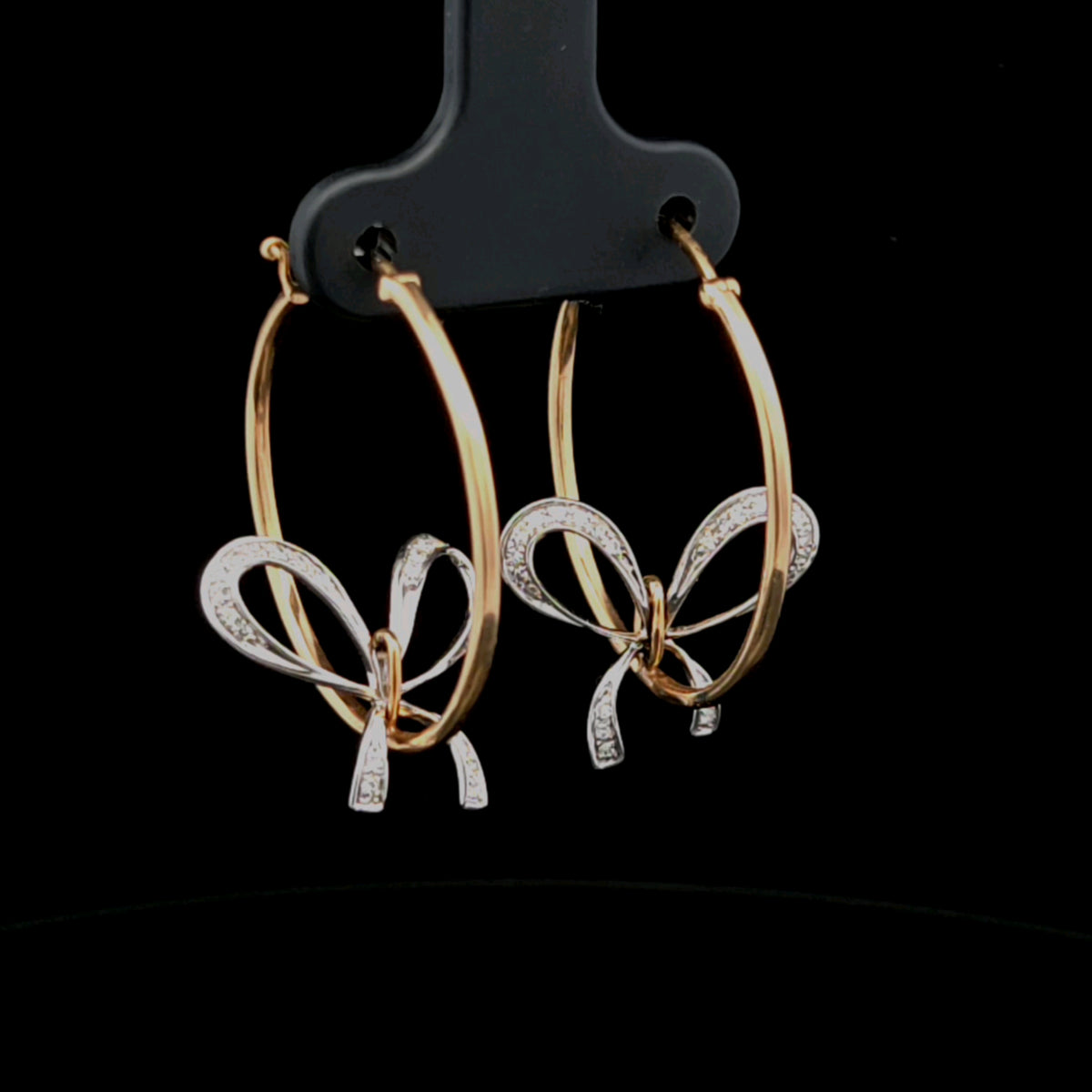Annie 14K Yellow Gold Medium Hoop Earrings with Diamond Bow