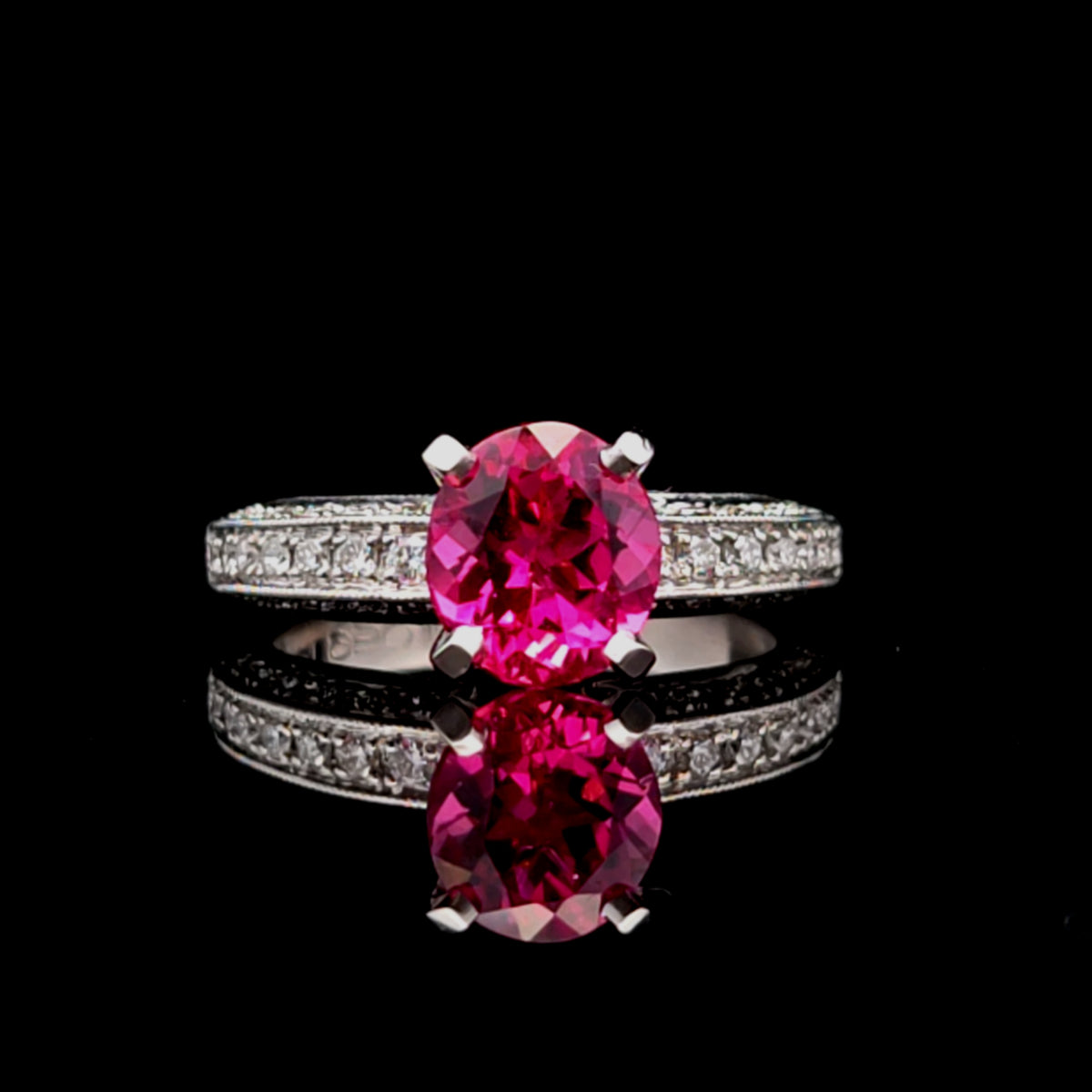 Arabella Platinum Ring with Pink Tourmaline and Diamonds