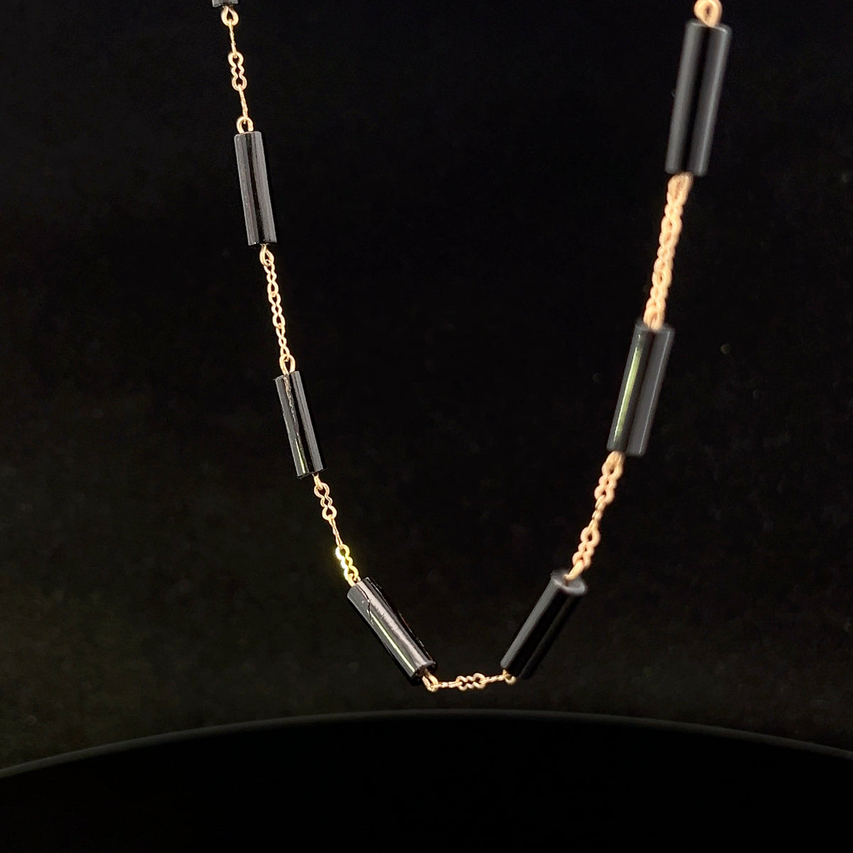 Bernard Passman 18K Yellow Gold Black Coral Bead Necklace