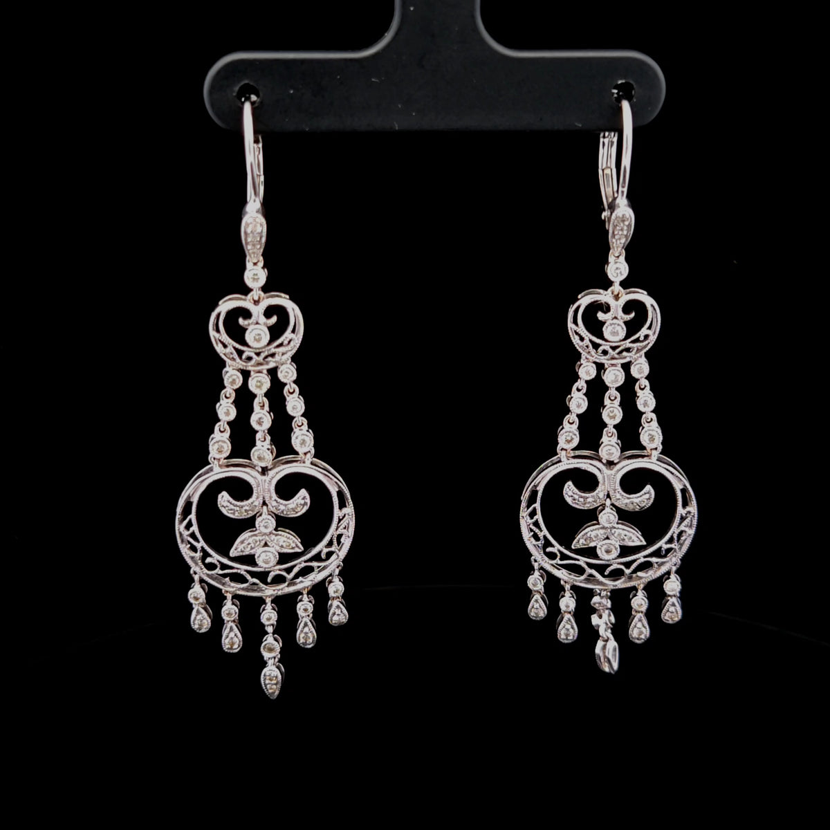 Theodora 14kw 0.56 ctw Diamond Filigree Chandelier Earrings
