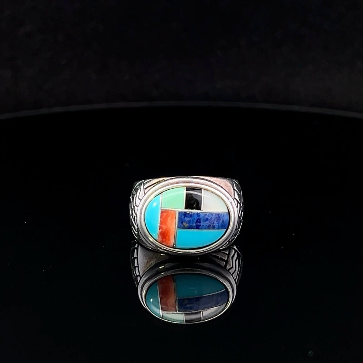 Nancy S/S Turquoise & Coral Southwest Ring