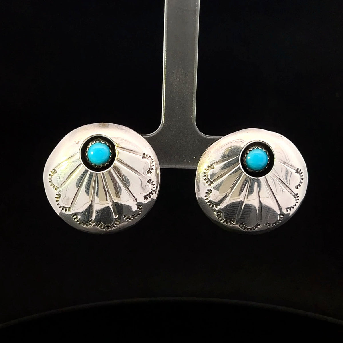 Jessie S/S Large Button Turquoise Earrings