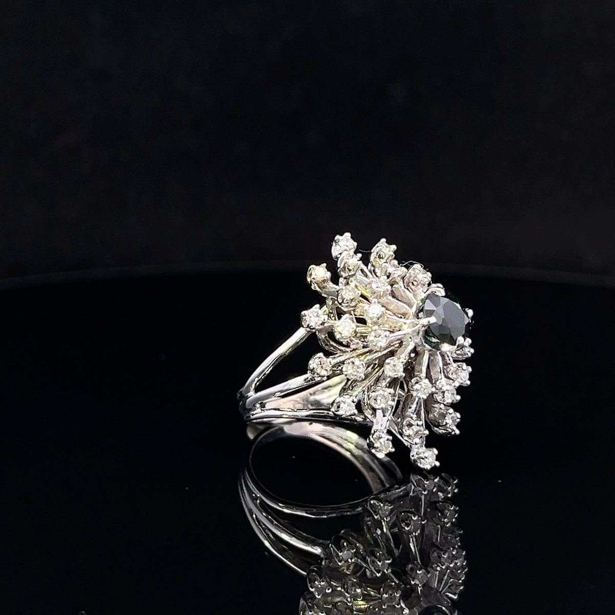 Nylah 14K White Gold 1.10 CT Sapphire & 1 CTW Diamond Burst Ring