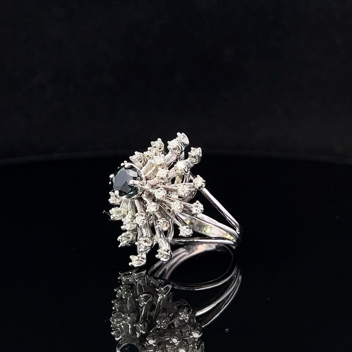 Nylah 14K White Gold 1.10 CT Sapphire & 1 CTW Diamond Burst Ring