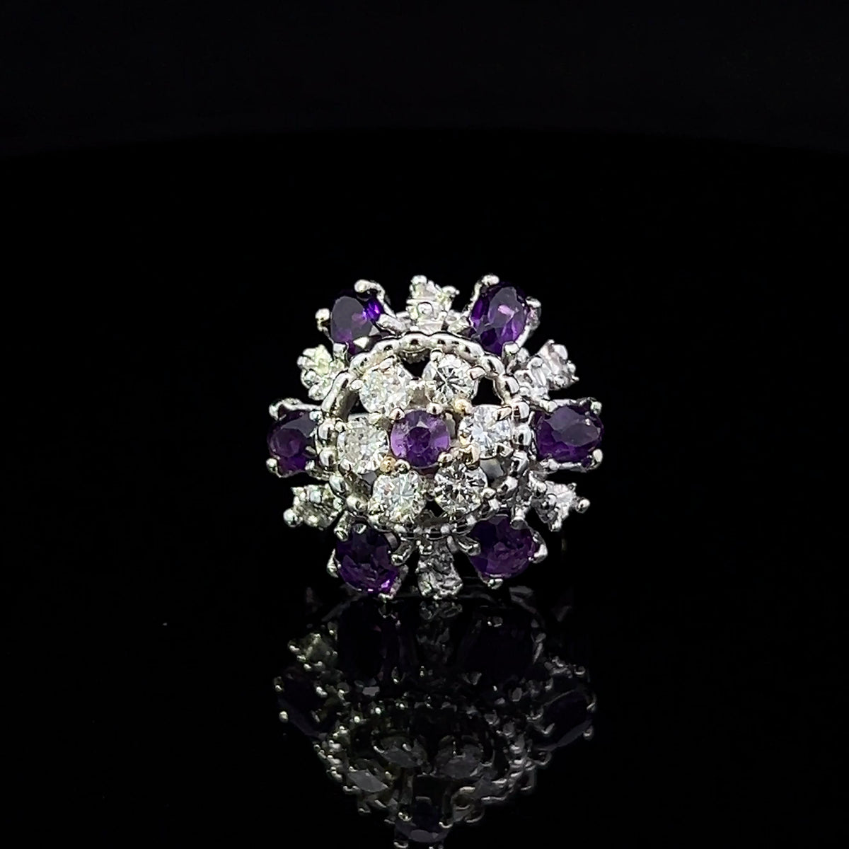 Juliette 18K White Gold Flower Amethyst & Diamond Ring