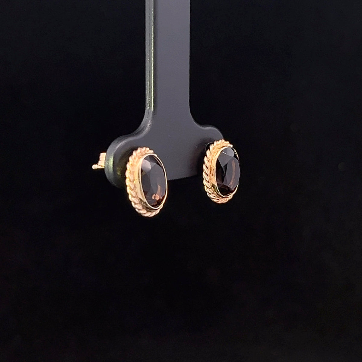 Amber 14K Yellow Gold Smoky Quartz Earrings
