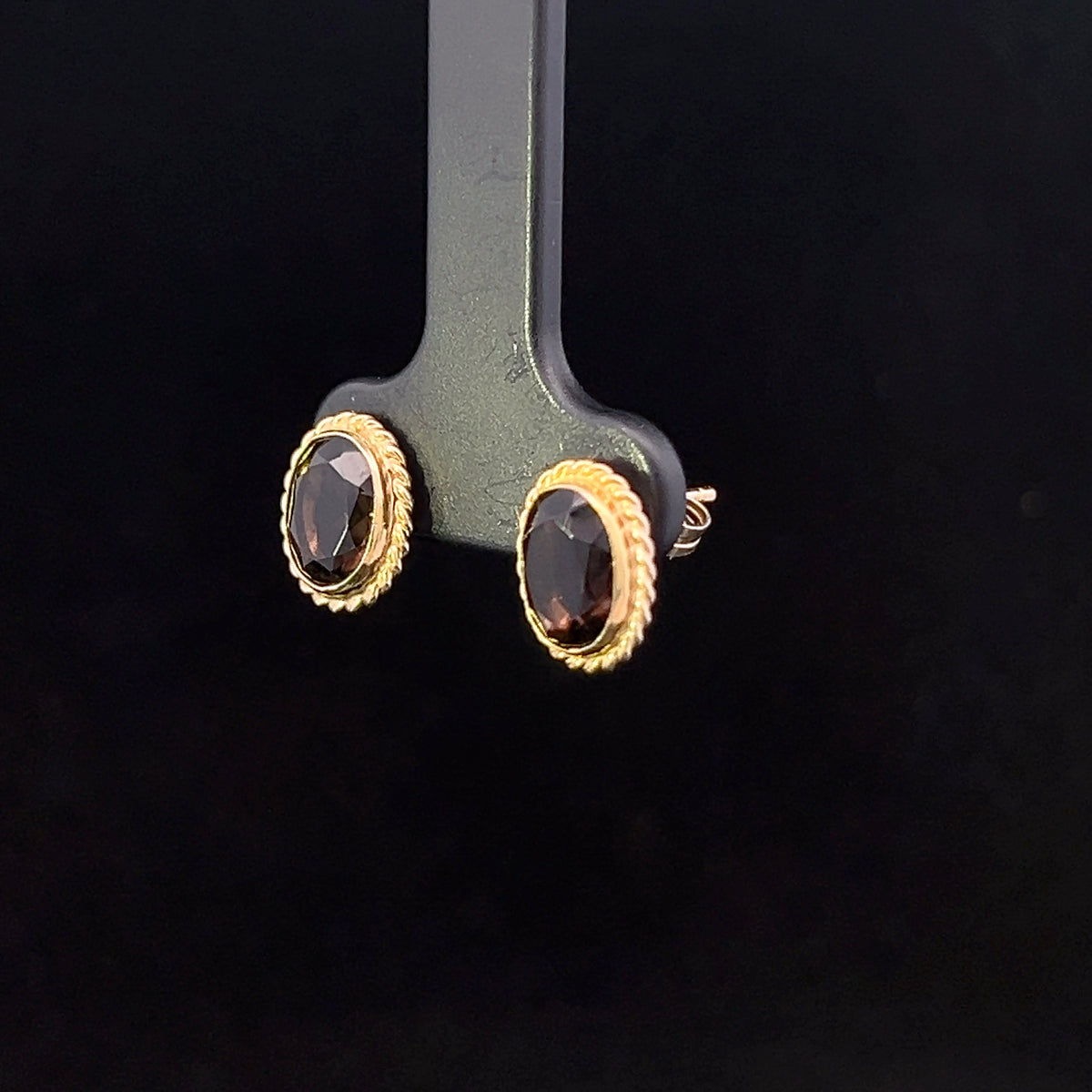 Amber 14K Yellow Gold Smoky Quartz Earrings