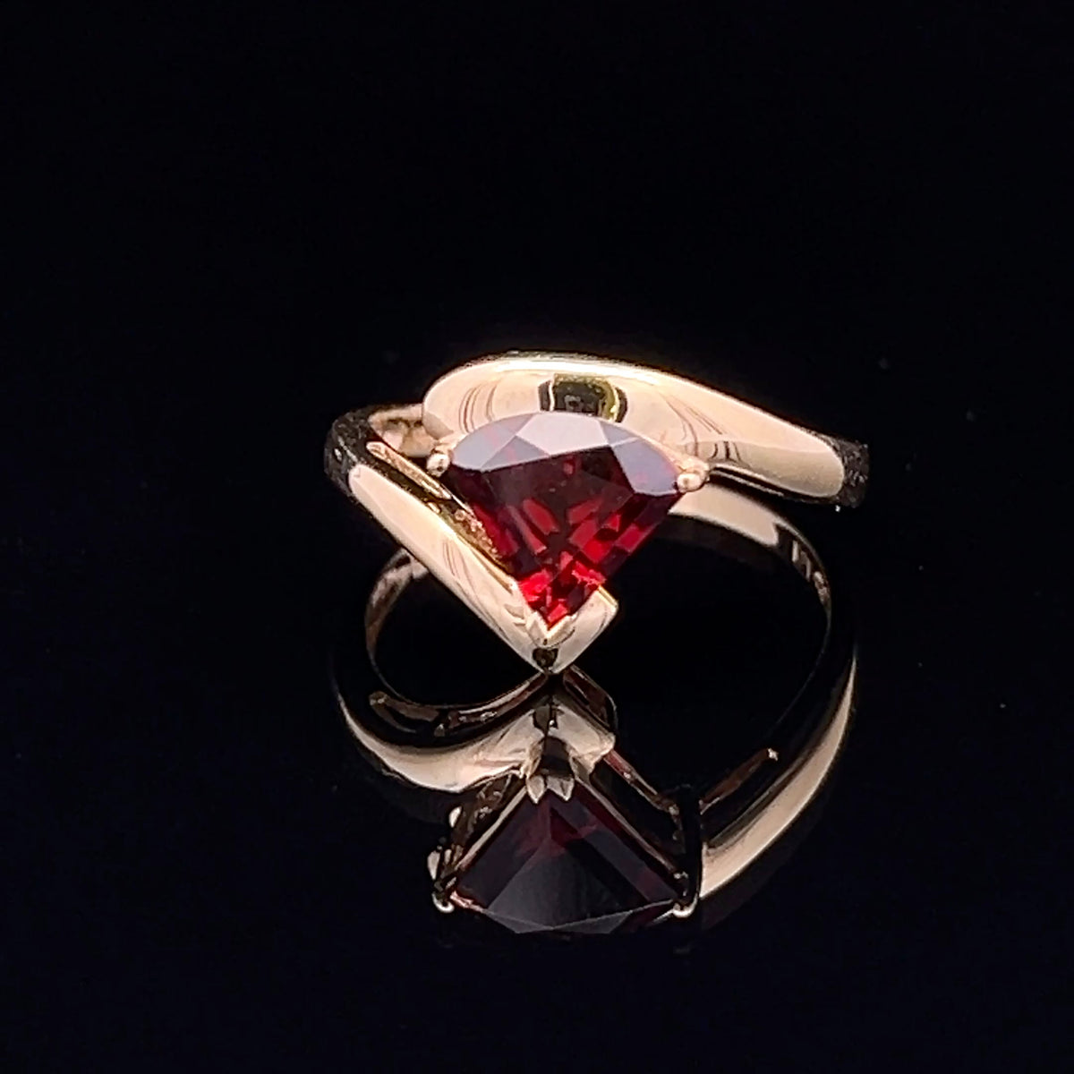 Zelda 14KY Fancy Trillion Shape Garnet Ring