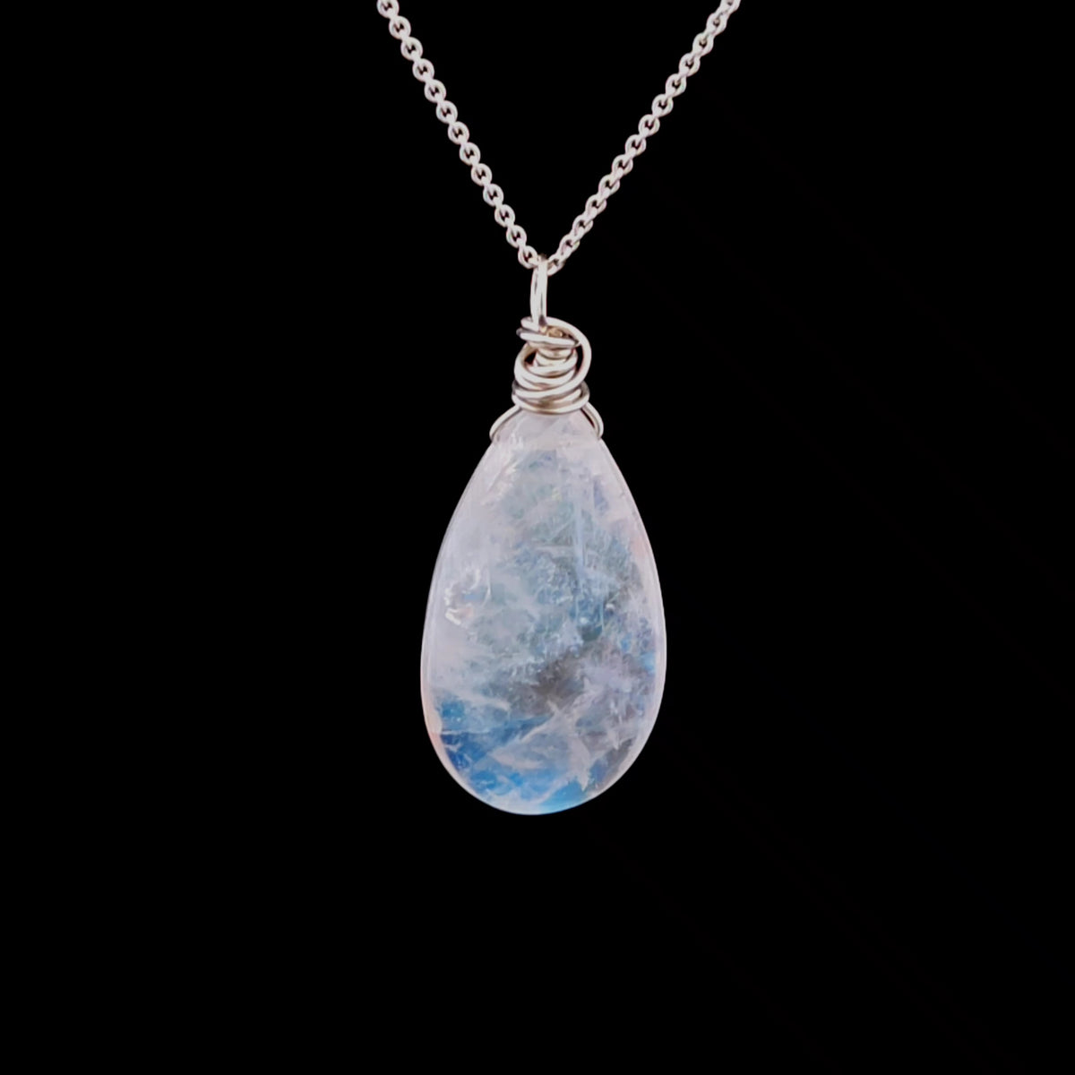 Lusine Silver Moonstone Drop Necklace