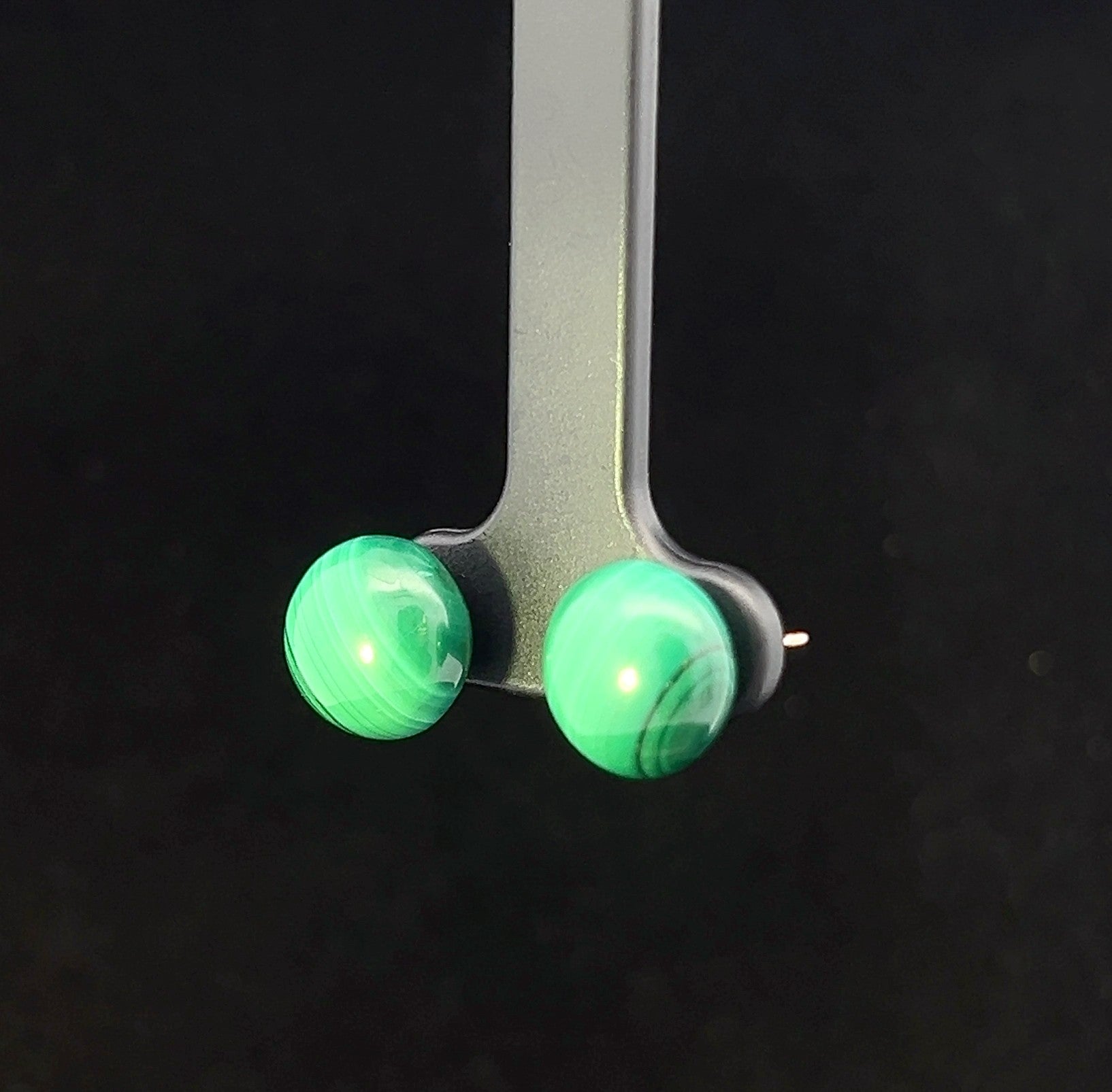 Maddie 14K Yellow Gold Malachite Button Earrings