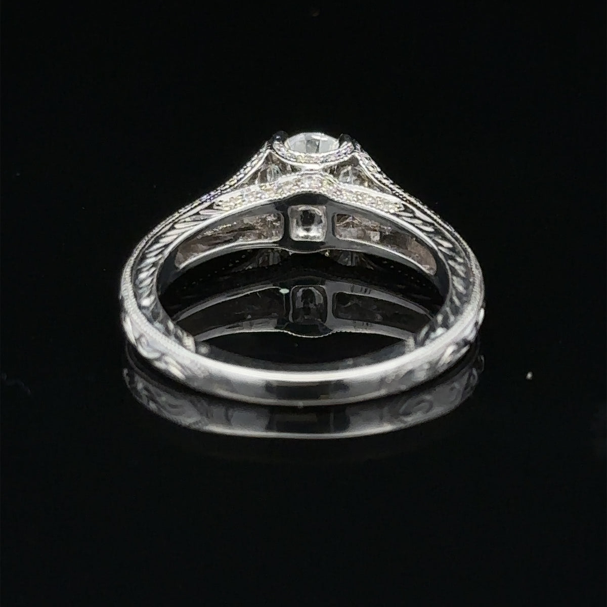 Scarlett 14k White Gold Filigree Diamond Engagement Ring