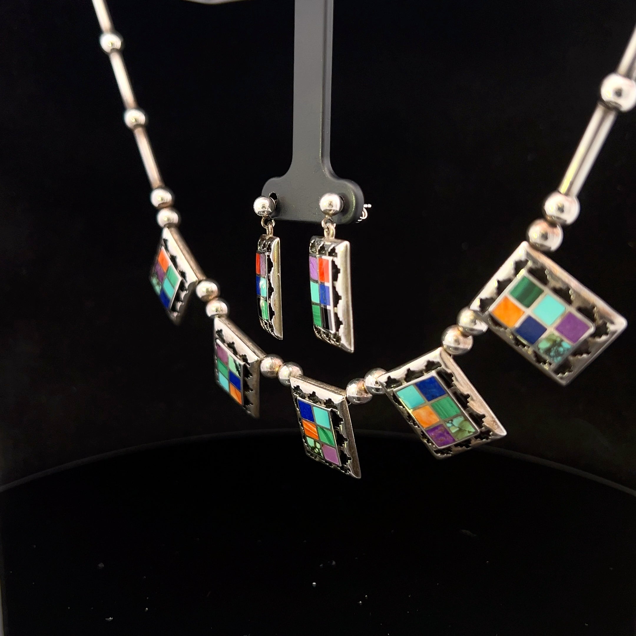 Winona S/S Inlay Stone Southwest Necklace & Earrings Set