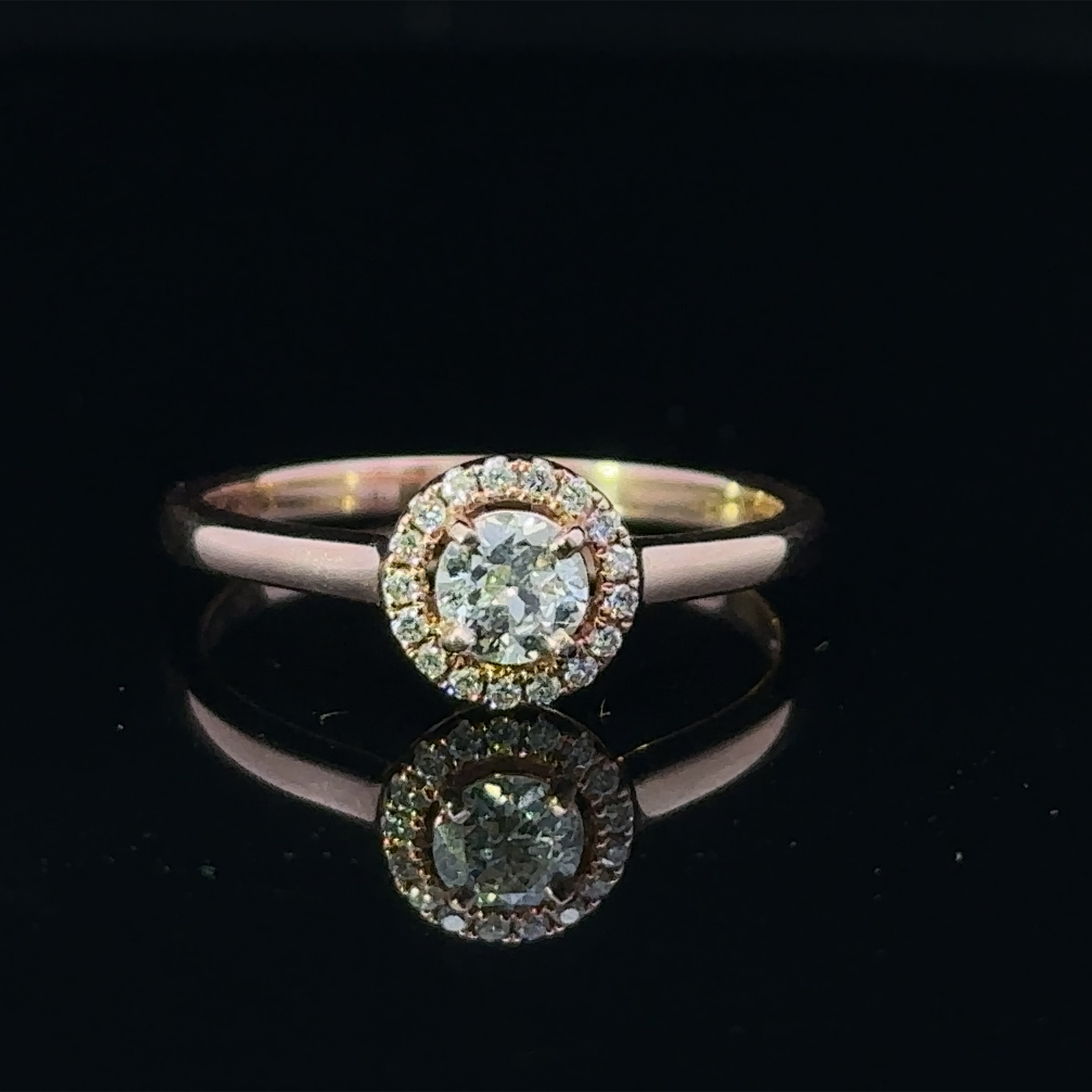 Sierra 14K Rose Gold .33ctw Round Halo Ring with Decorative Bridge