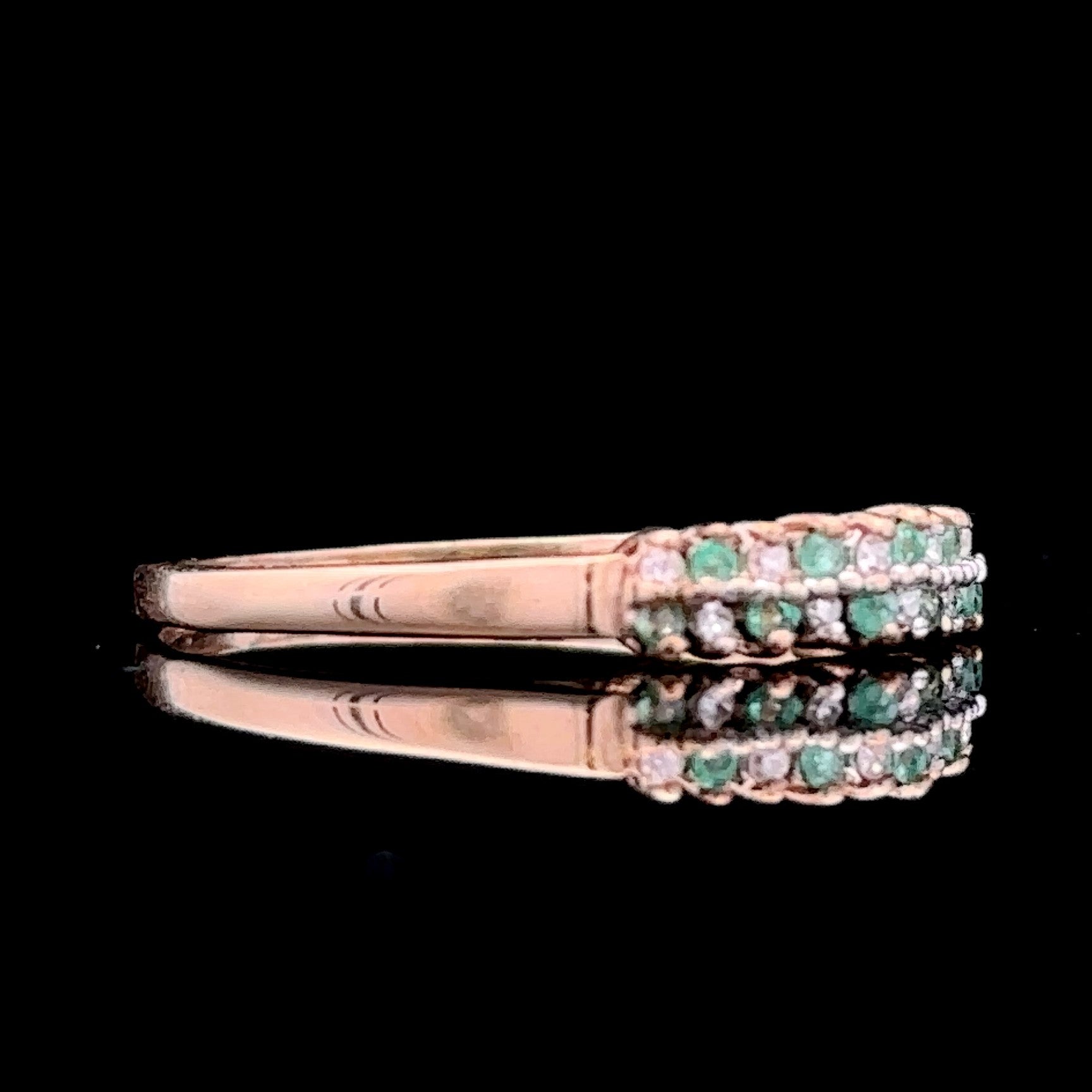 Reese Yellow 10K Gold Two-Row Emerald and Diamond Ring