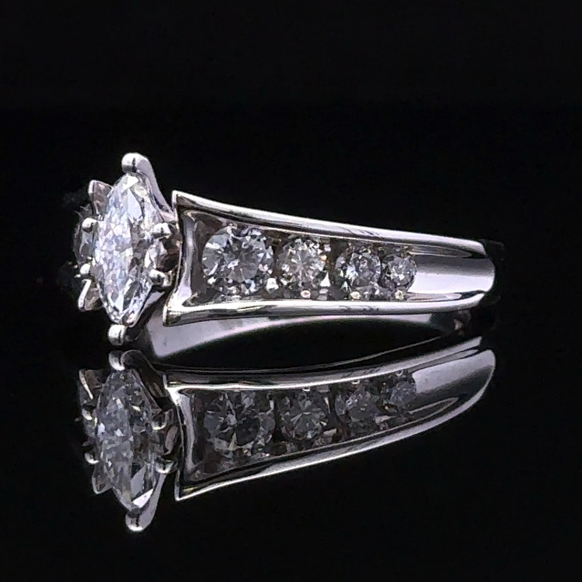 Adeline 14k White Gold Marquise Diamond Engagement Ring