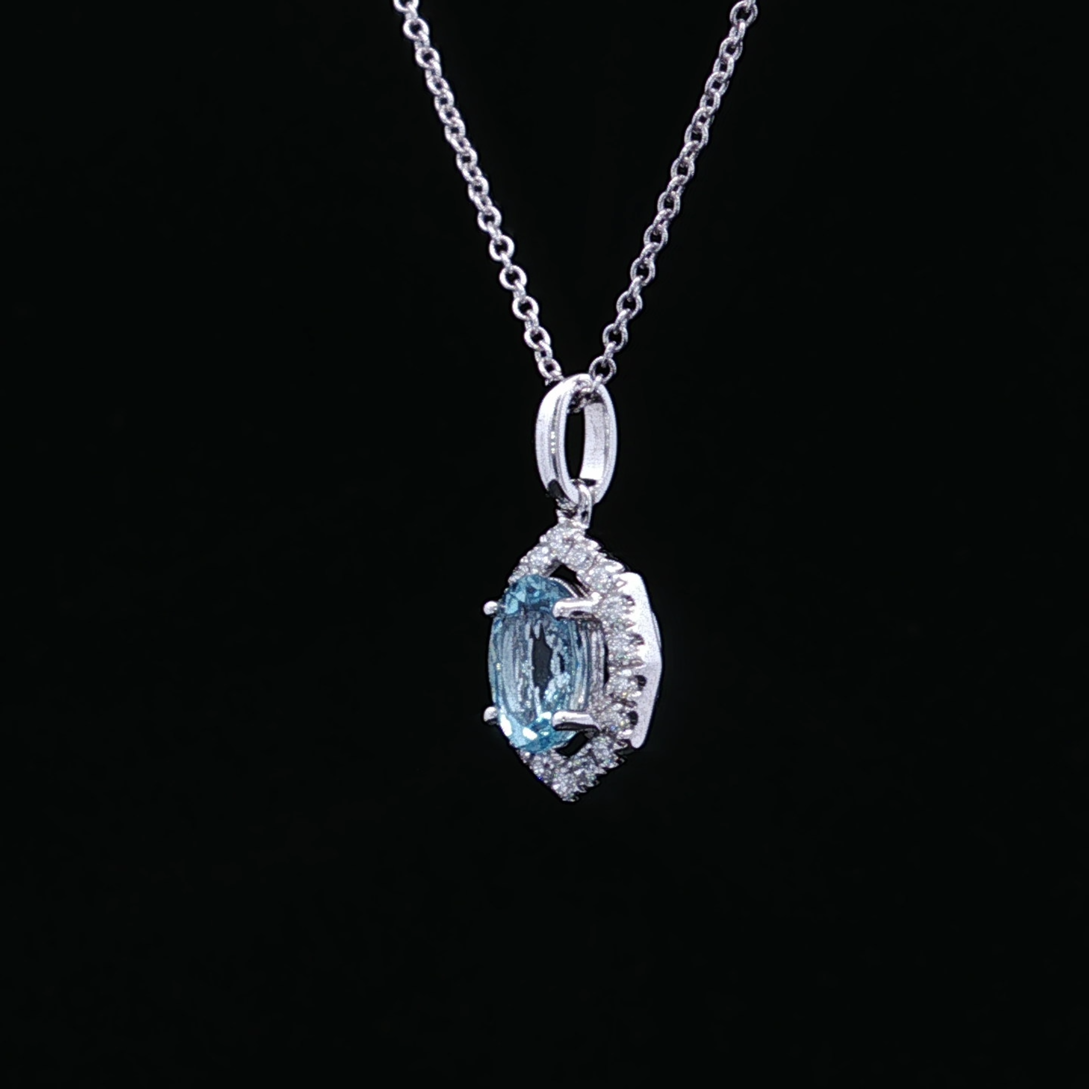 Dixie 14K White Gold Aquamarine and Diamond Necklace