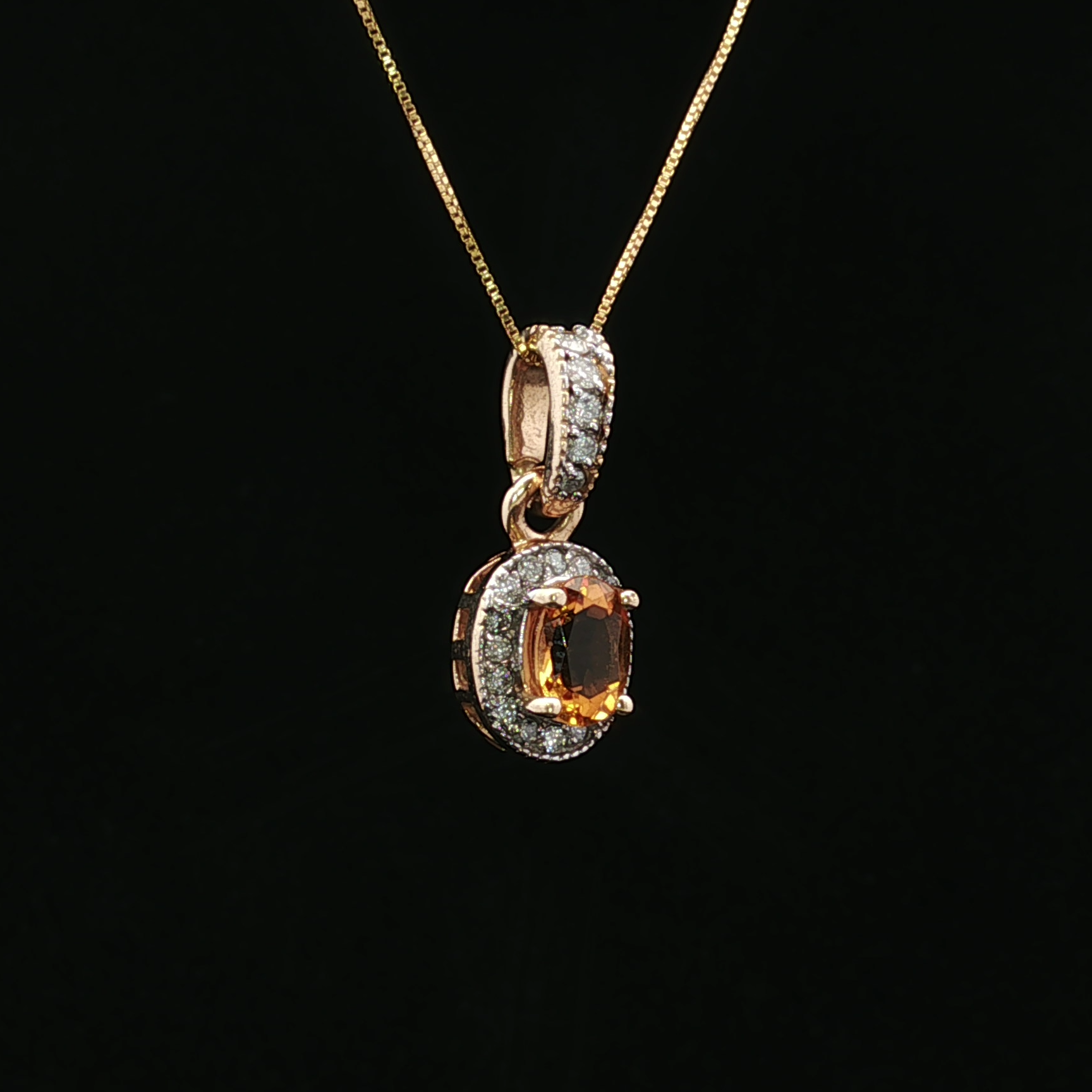 Guadalupe 14K Yellow Gold Citrine & Diamond Halo Pendant