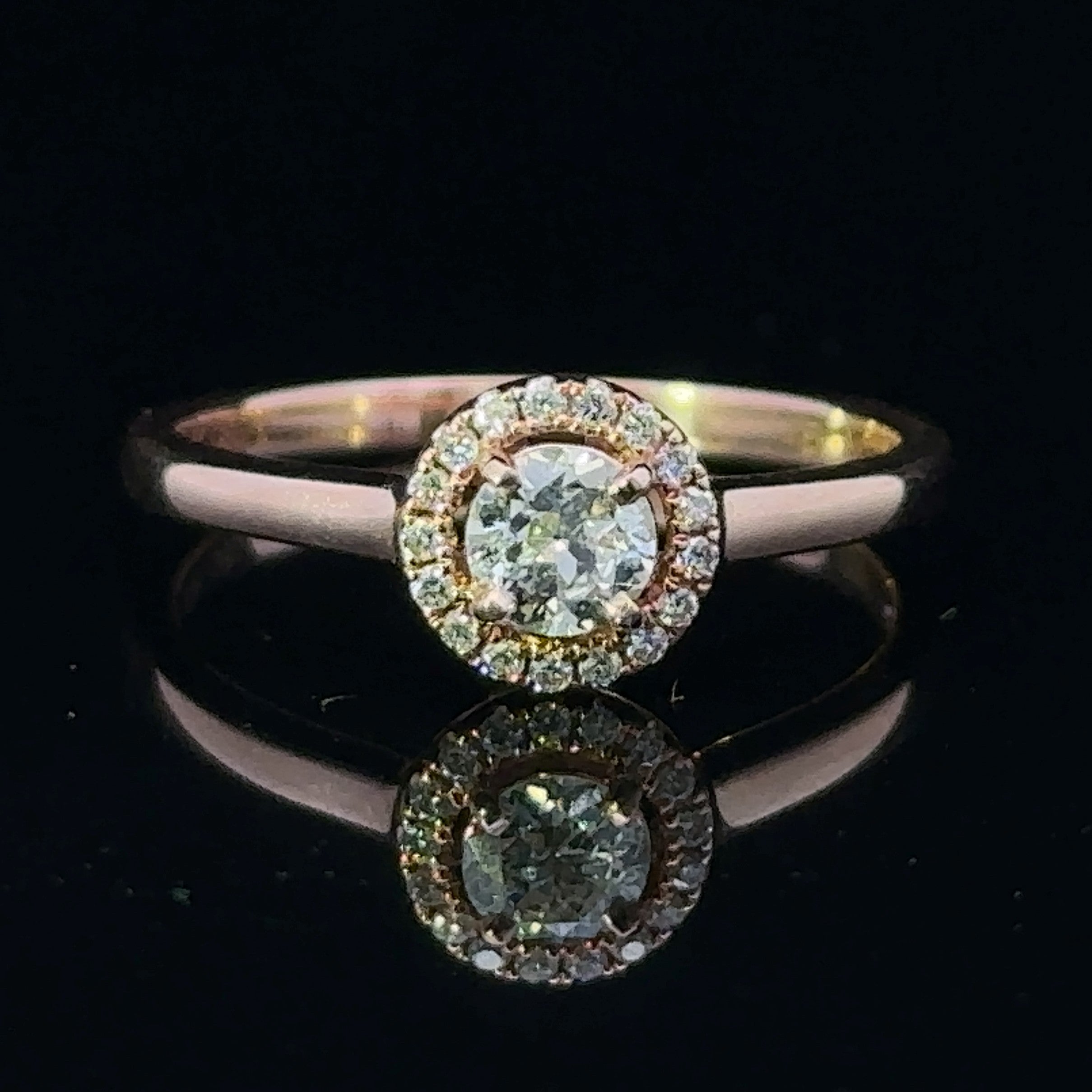 Sierra 14K Rose Gold .33ctw Round Halo Ring with Decorative Bridge