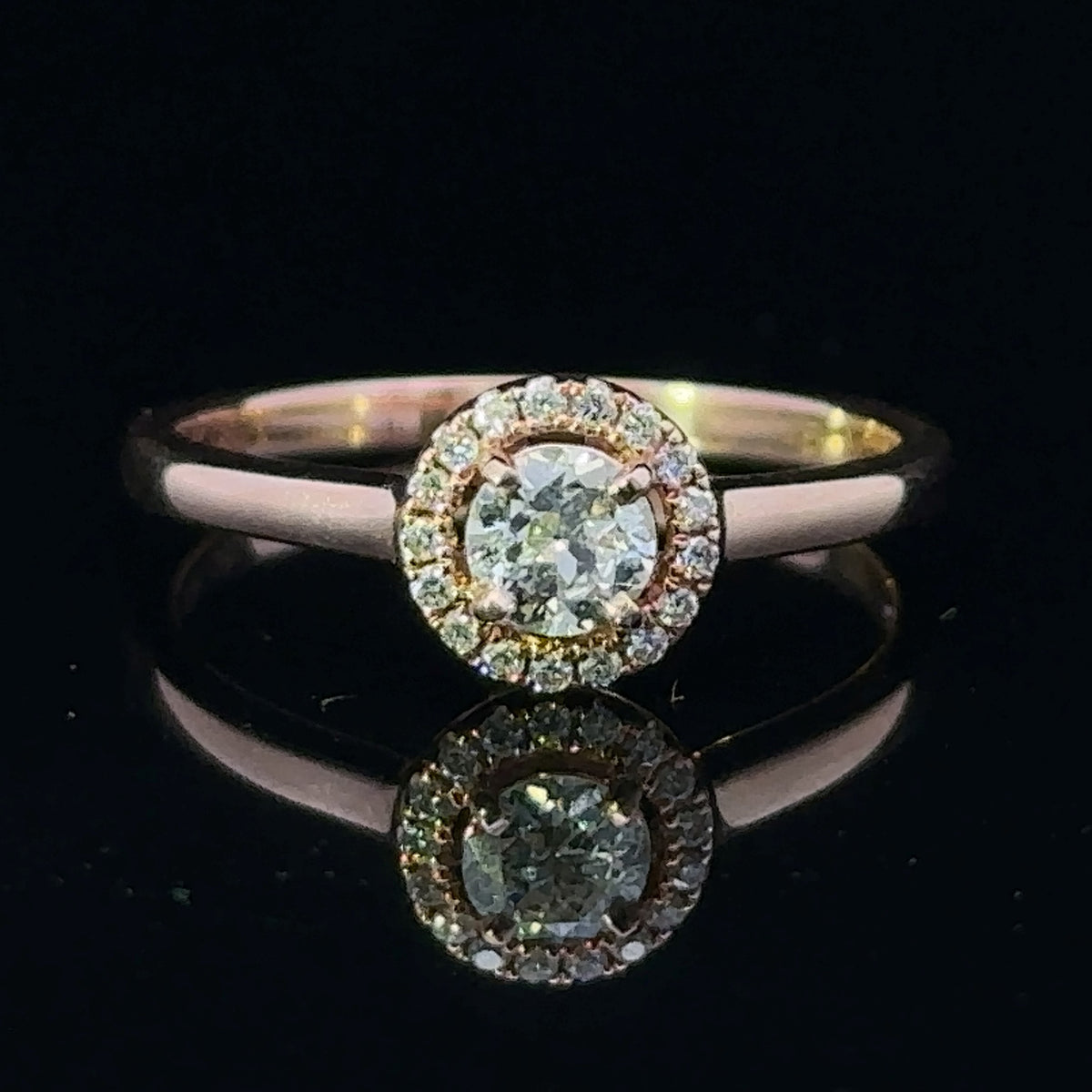 Sierra 14K Rose Gold .33ctw Round Halo Ring with Decorative Bridge