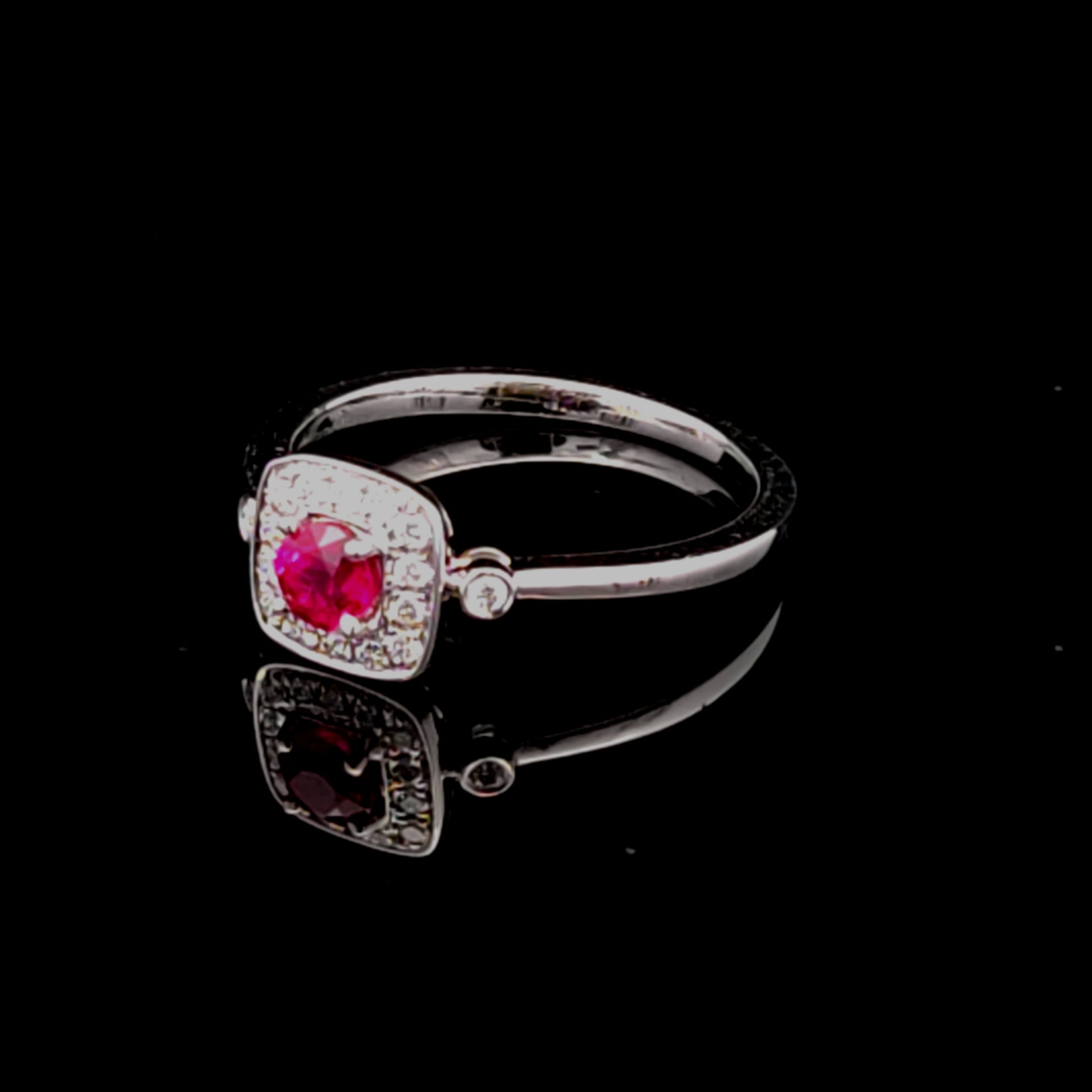 Willow 14K White Gold Ring with Ruby & Diamond Accents
