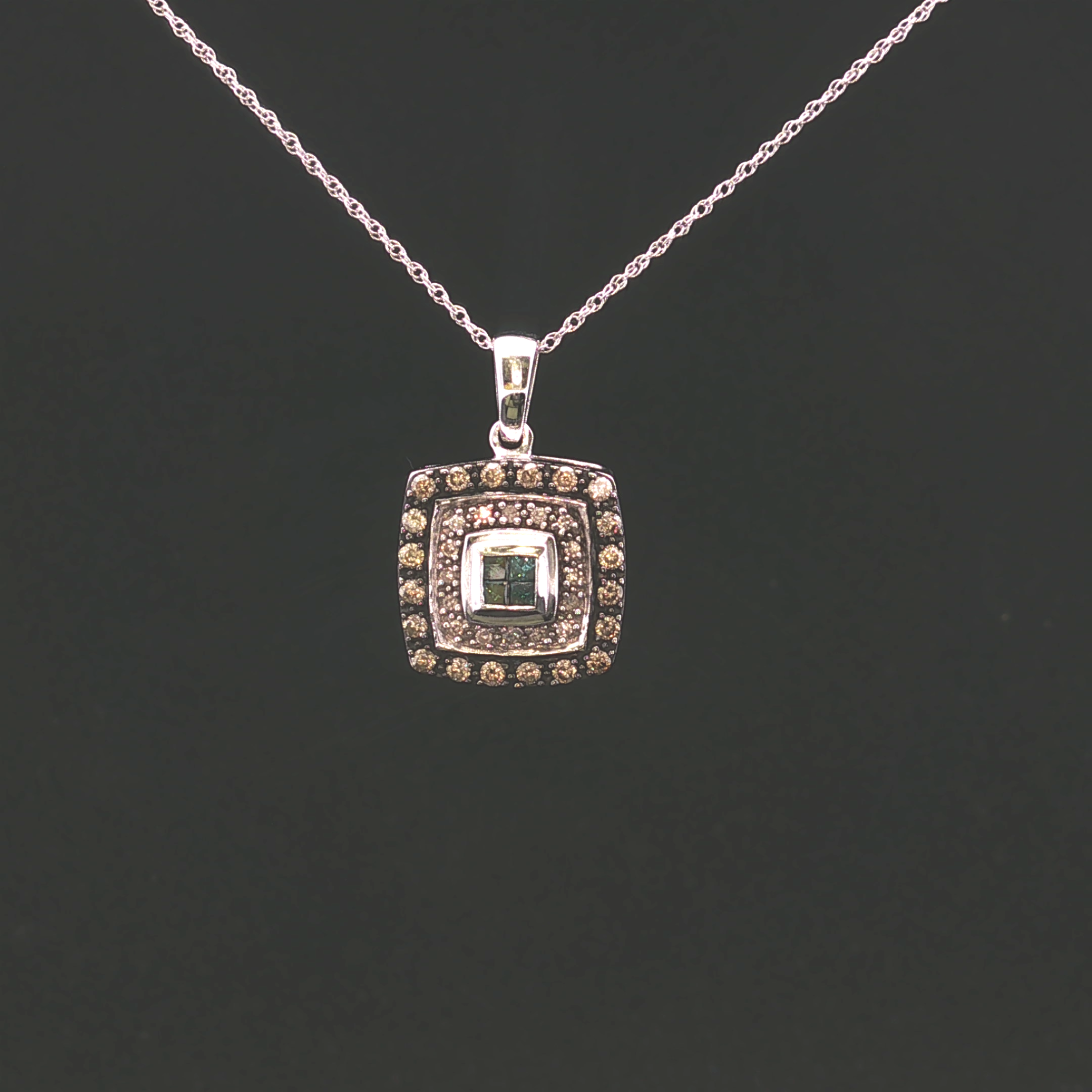 Everleigh 10K White Gold Blue and Champagne Diamond Necklace