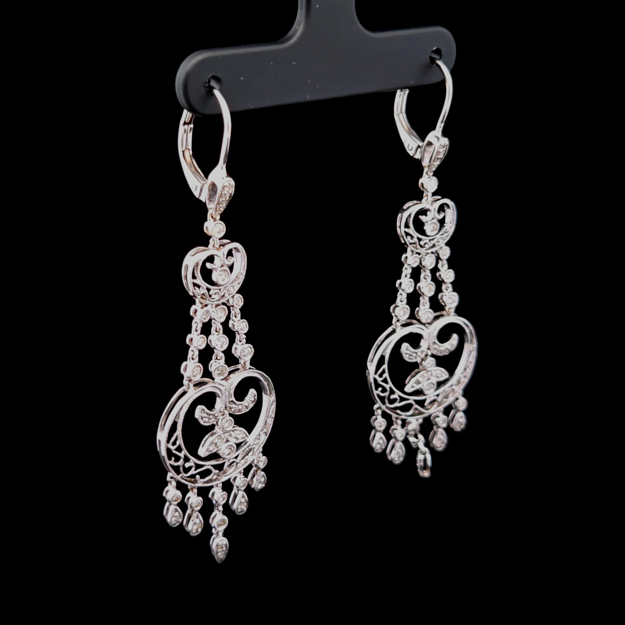 Theodora 14kw 0.56 ctw Diamond Filigree Chandelier Earrings