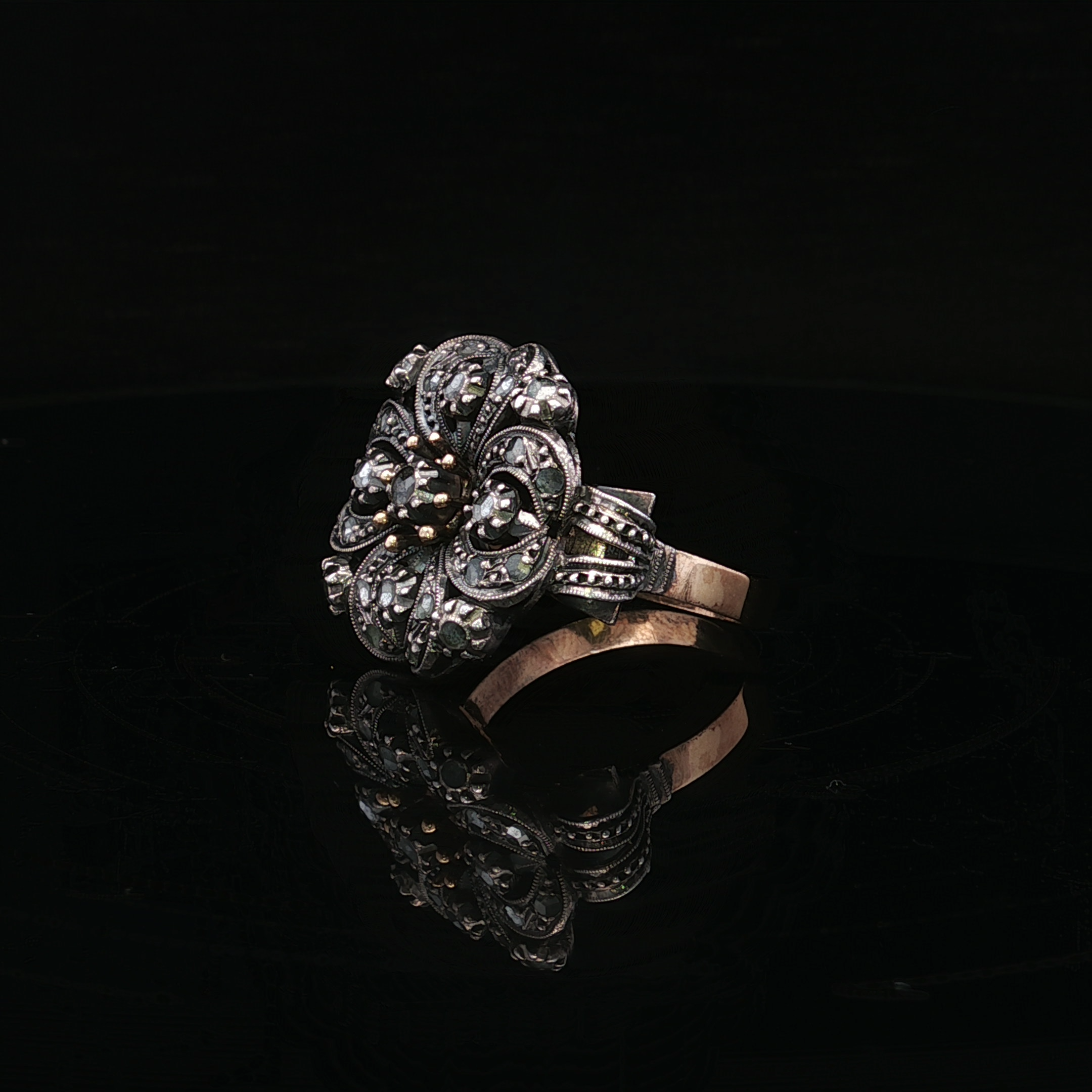 Rebekah Victorian 14K Yellow Gold Rose Cut Diamond Ring