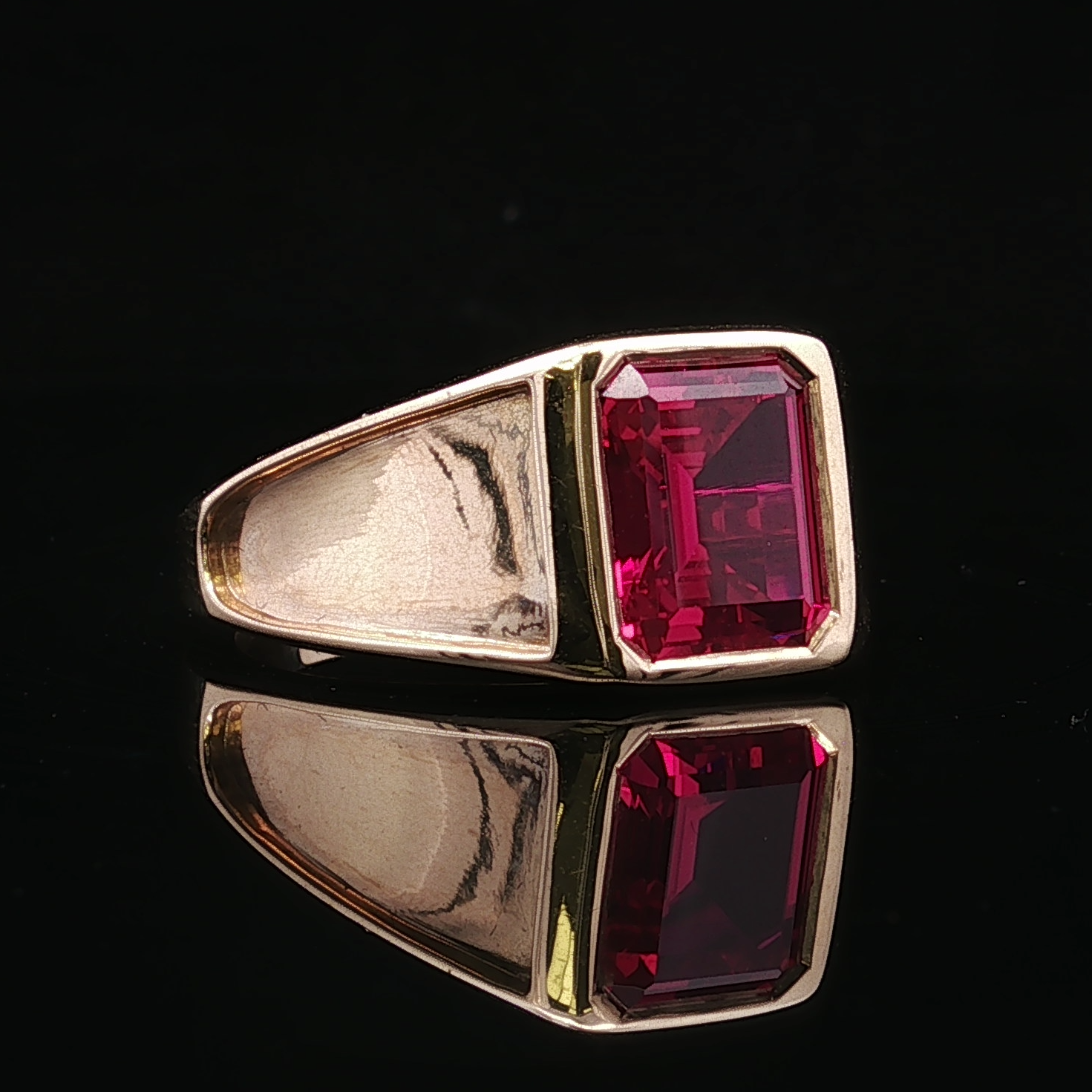 Kamdyn Lab Ruby Ring in 14K Yellow Gold