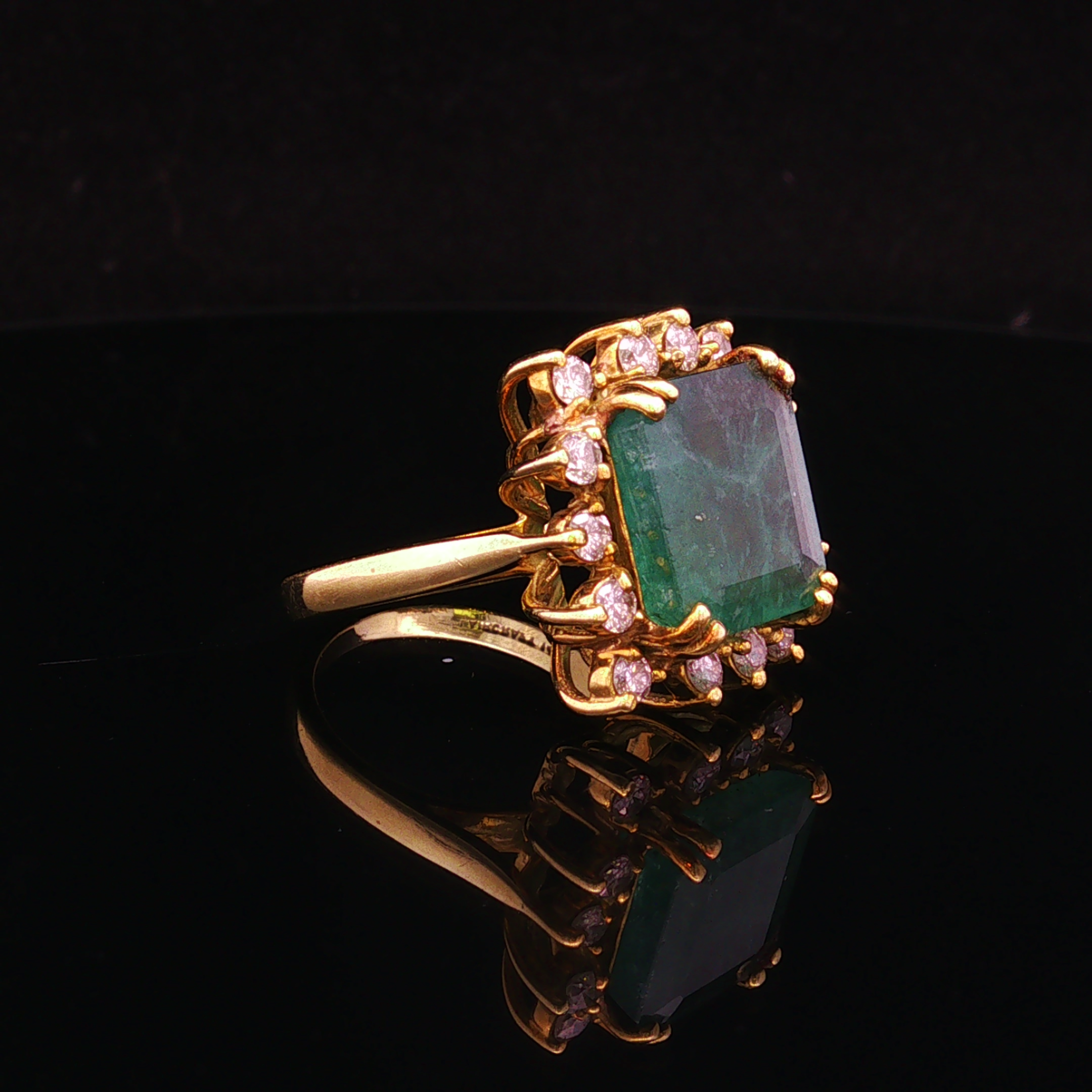 Quinnlyn 14K Yellow Gold Emerald & Diamond Ring