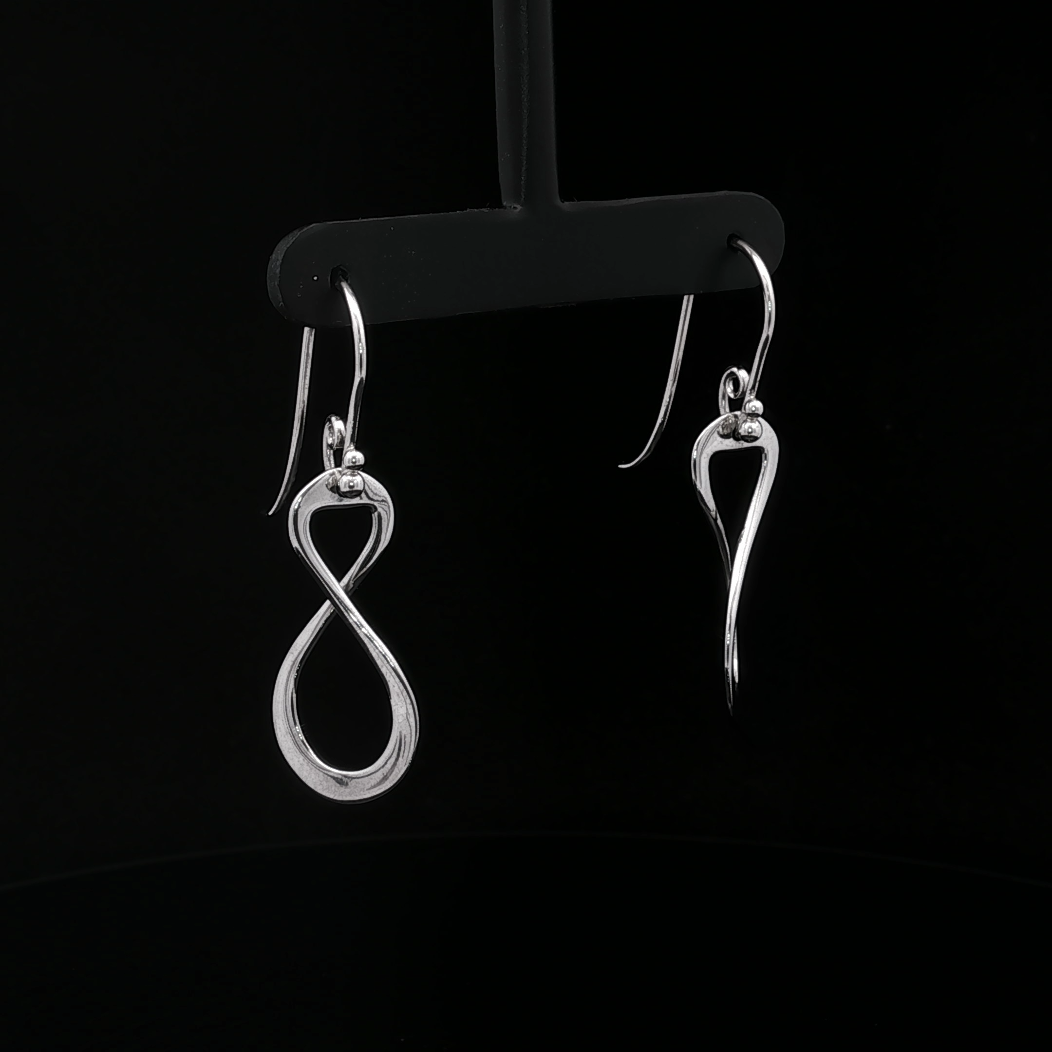 14K White Gold Infinity Drop Earrings