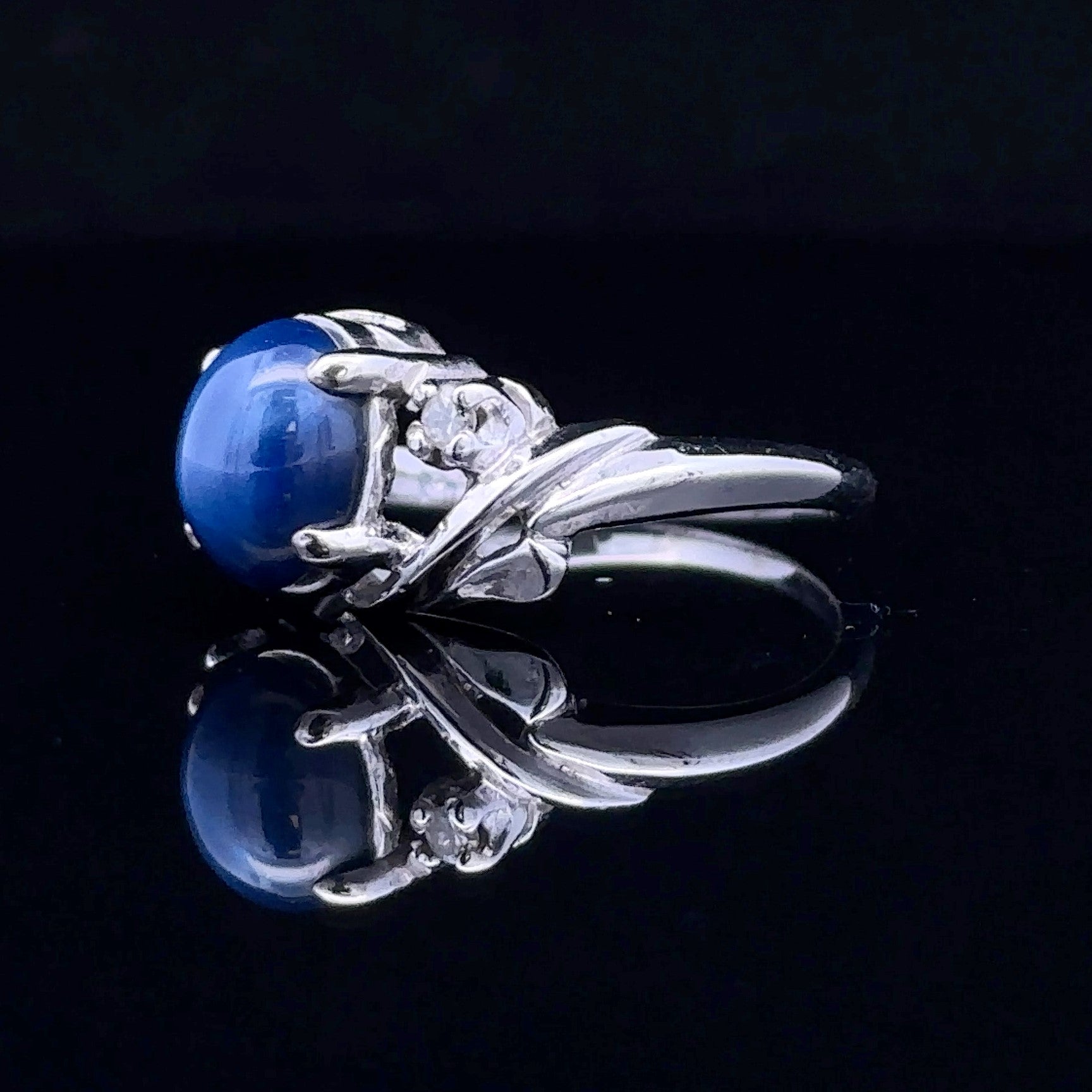 Victoria 14K White Gold Lindy Star Sapphire and Diamond Ring