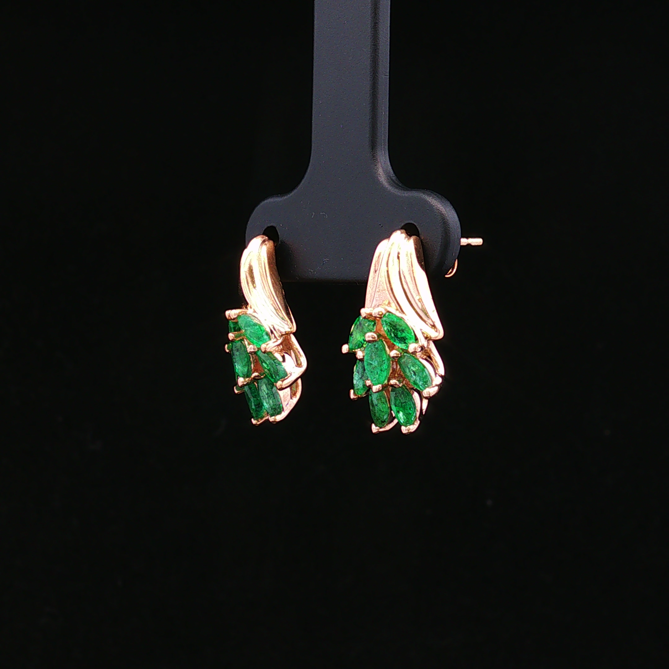 Maribelia 14KY 1.40 CTW Marquise Emerald Earrings
