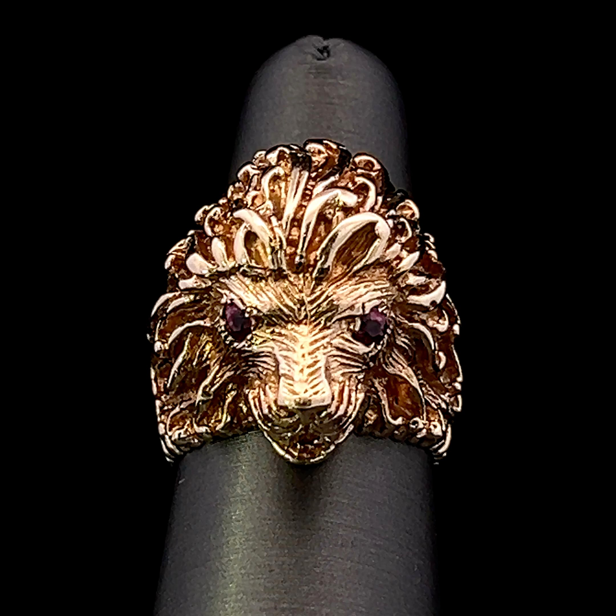 Karter 14K Yellow Gold Lion Head Ring with Ruby Eyes