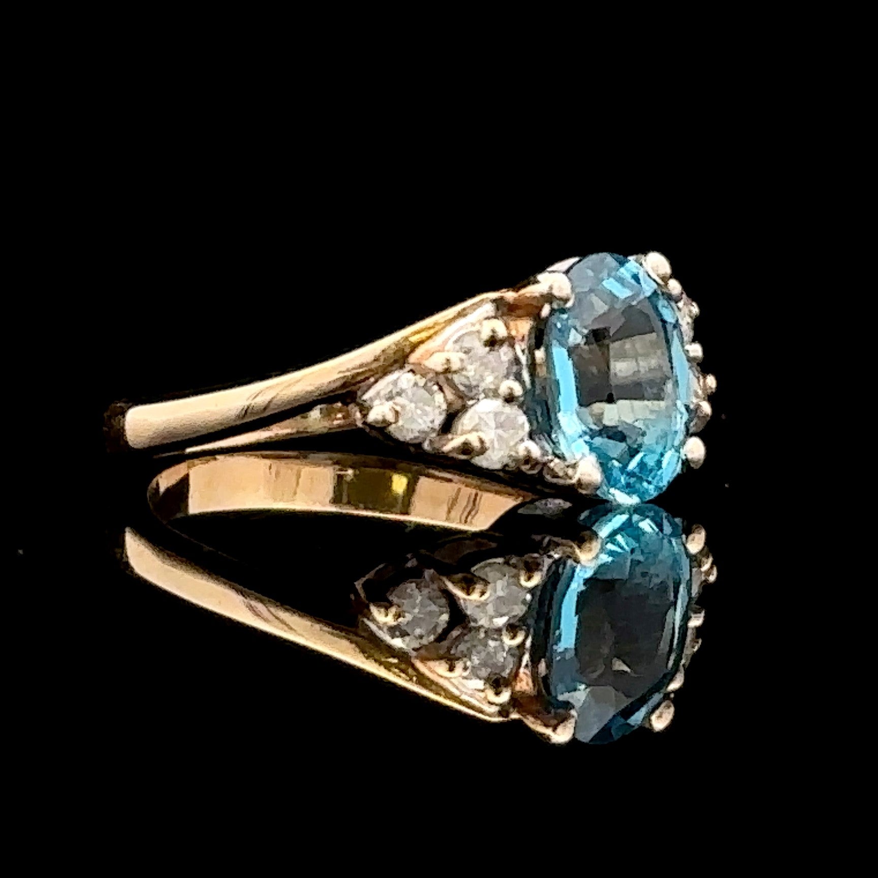 Charli 14K Yellow Gold Fashion Ring with Blue Topaz & Diamonds