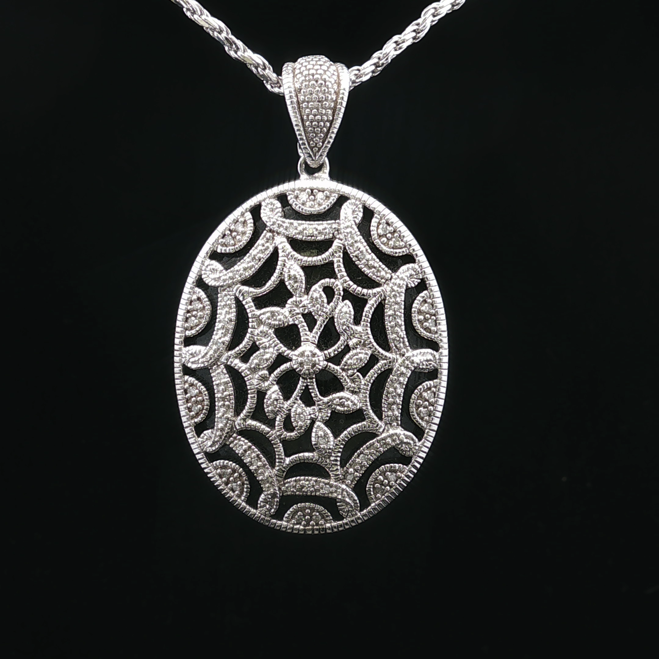 Francesine Sterling Silver Black Stone Necklace