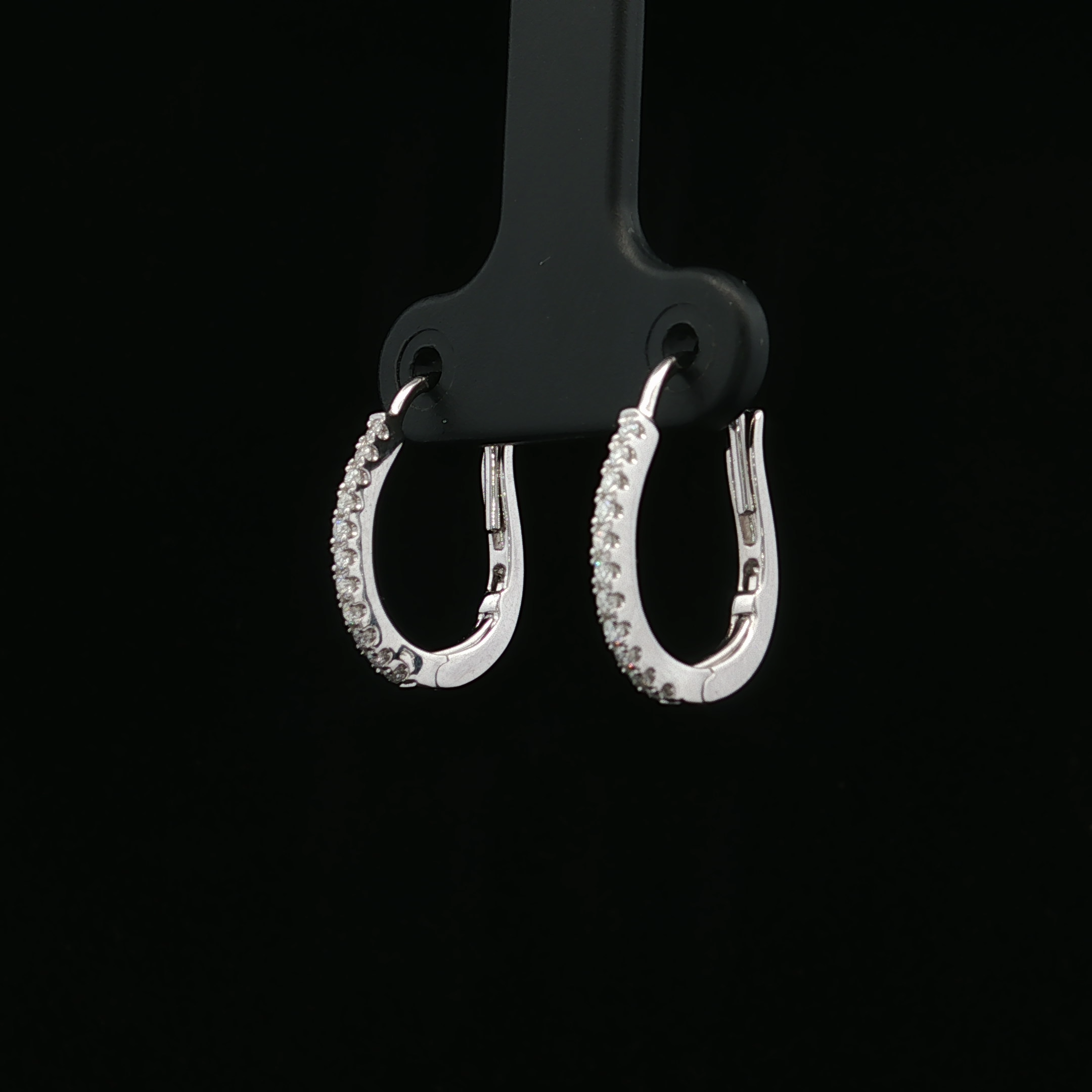 Emberly 14K White Gold Oval Diamond Hoop Earrings