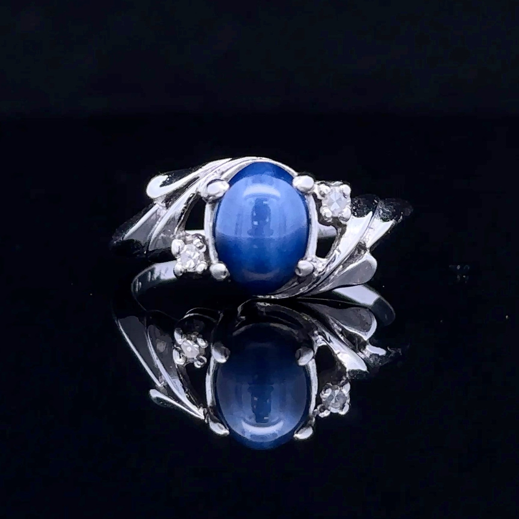 Victoria 14K White Gold Lindy Star Sapphire and Diamond Ring,