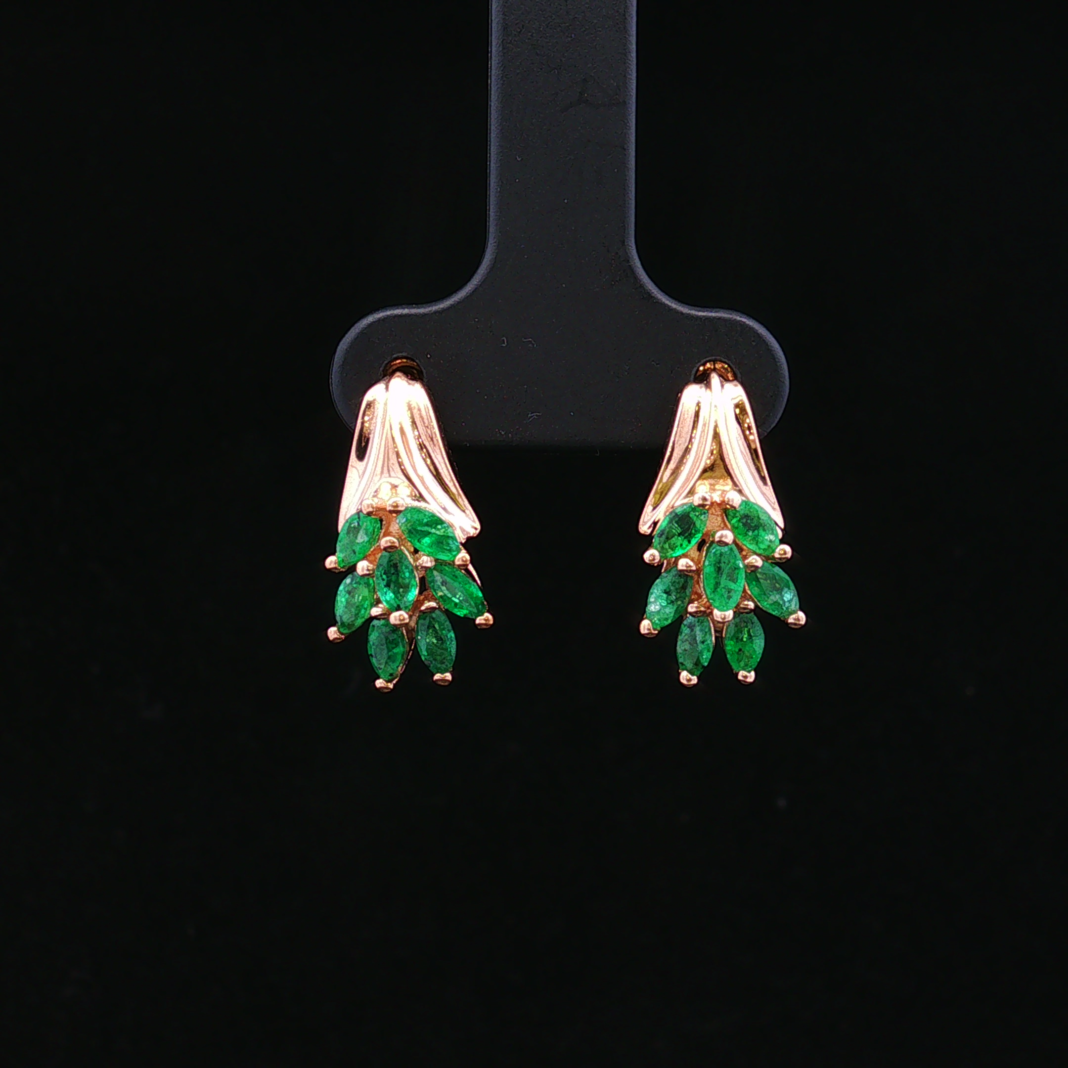 Maribelia 14KY 1.40 CTW Marquise Emerald Earrings