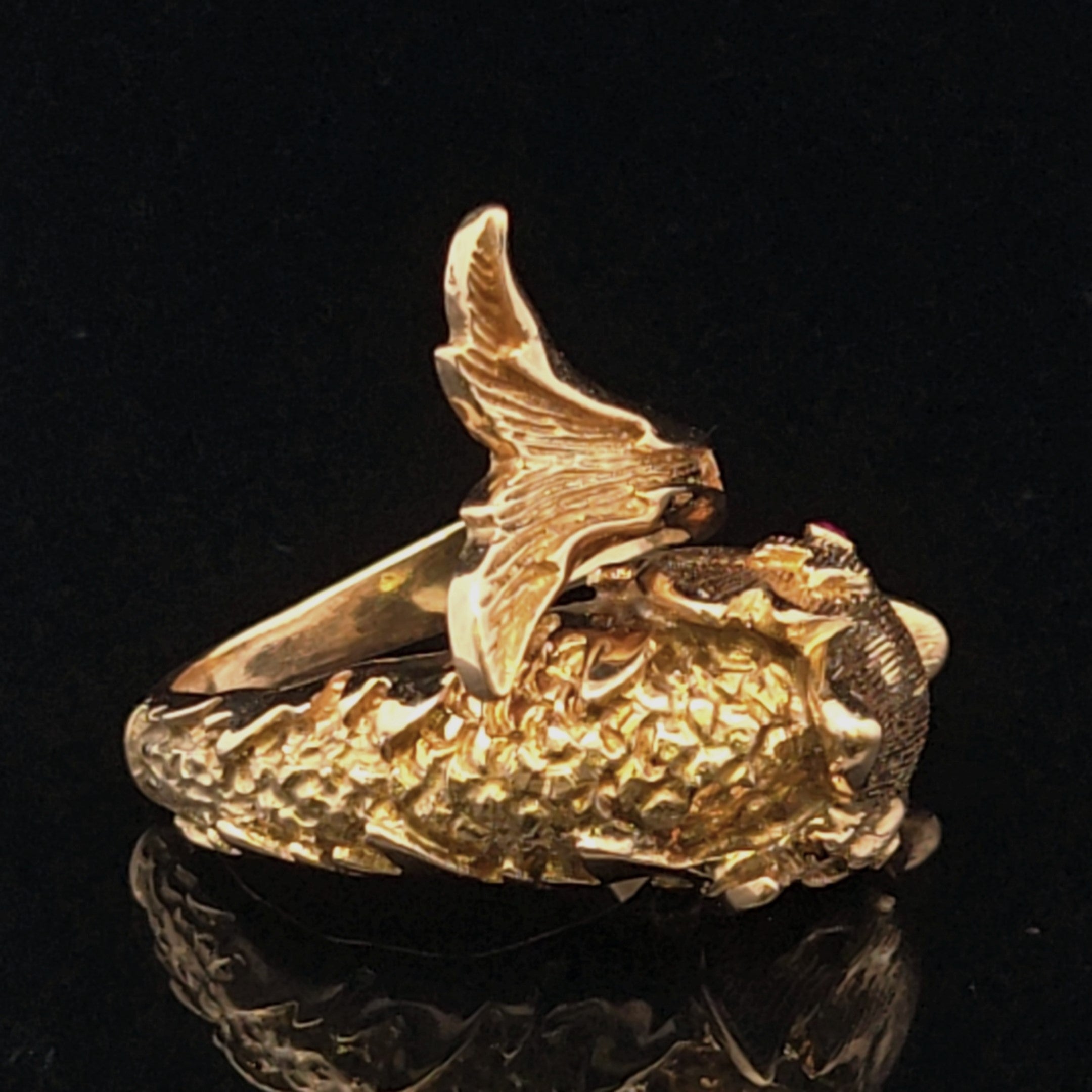 Norah 18KY Koi Fish with Ruby Eyes Ring