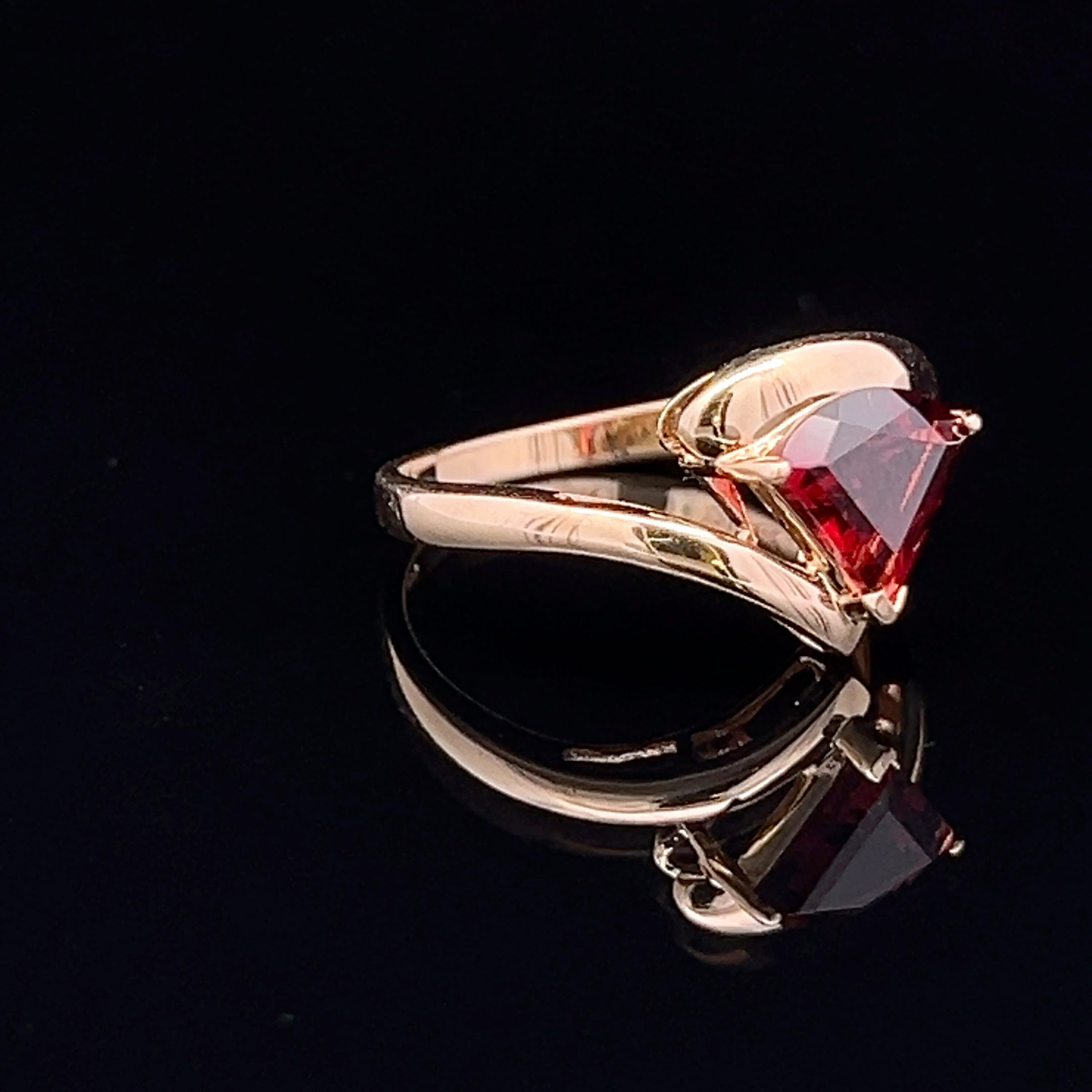 Zelda 14KY Fancy Trillion Shape Garnet Ring
