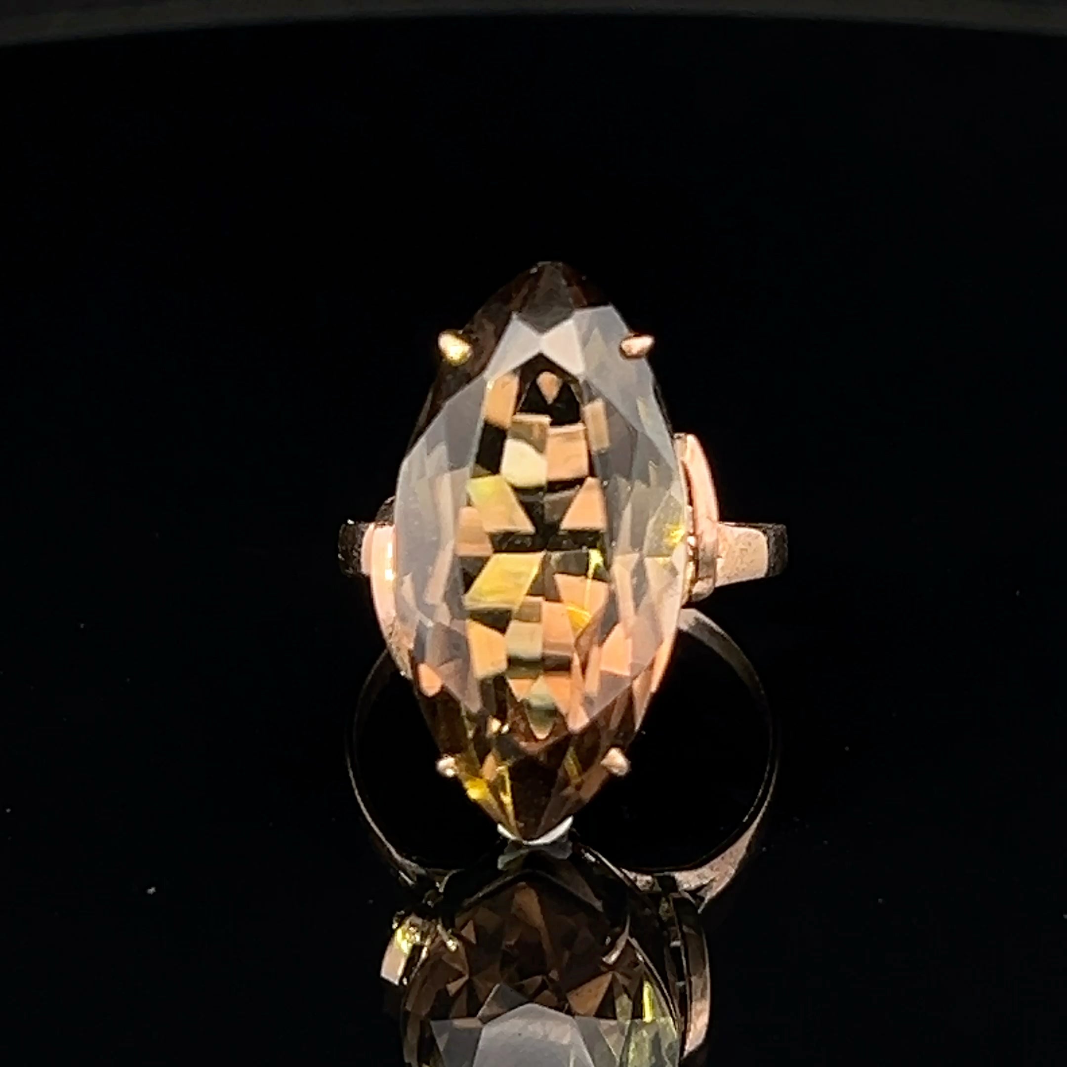 Brooklyn 10K Yellow Gold Ring with Marquise Smokey Quartz