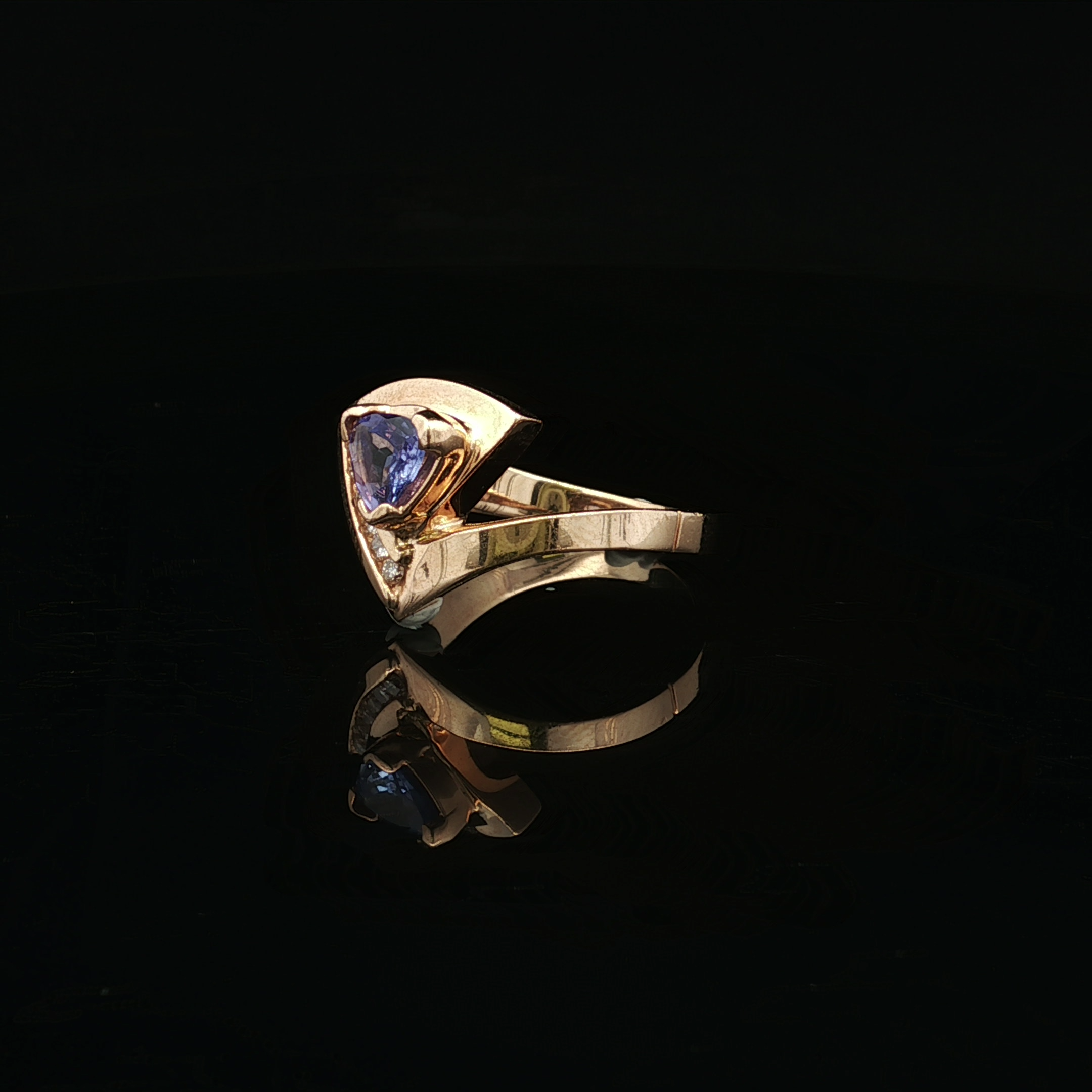 Braylee 14KY .45 CT Trillion Tanzanite & .09 Diamond Ring