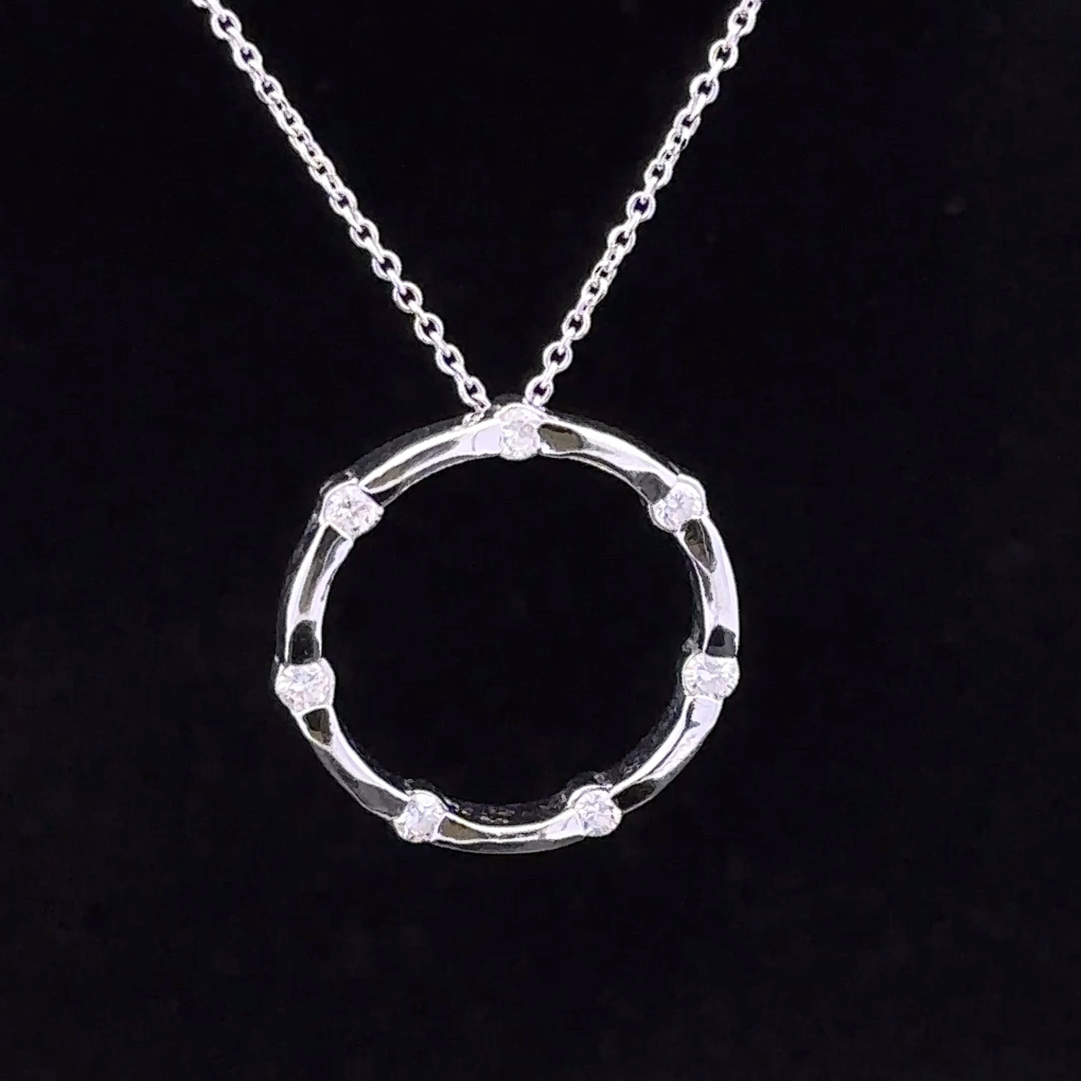 Landy 14K White Gold Circle Necklace with 0.35ctw Diamonds