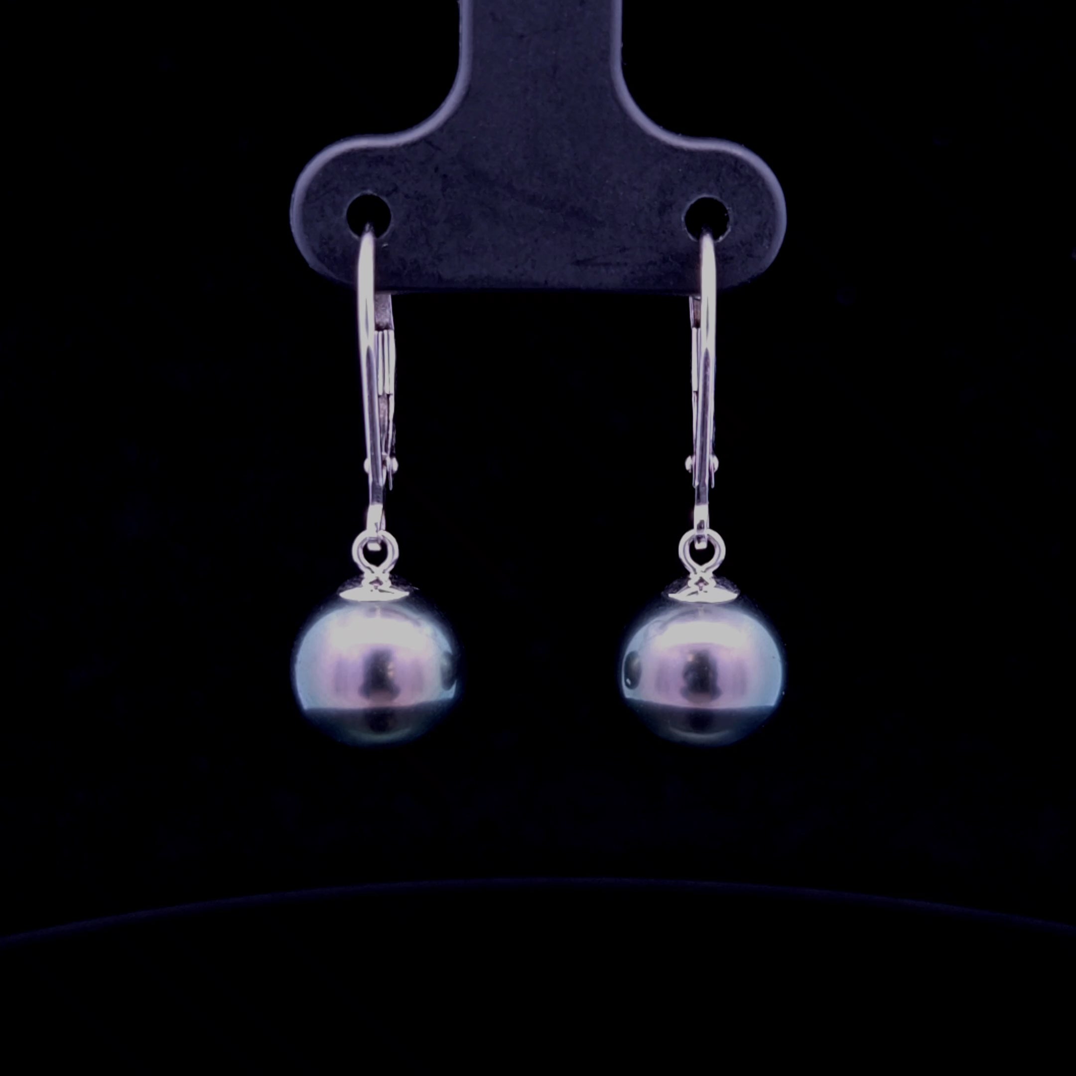 Tahni White 18K Gold Dangle Earrings with 9mm Tahitian Pearls